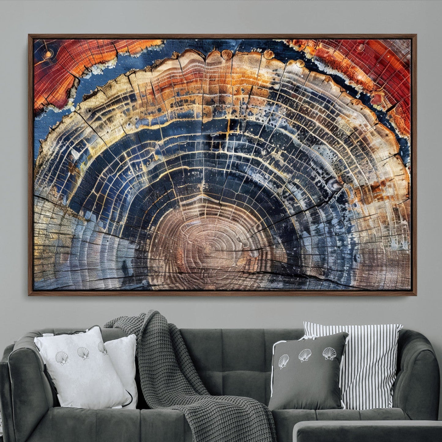 Tree Rings Wall Art Canvas Print – Framed Petrified Wood