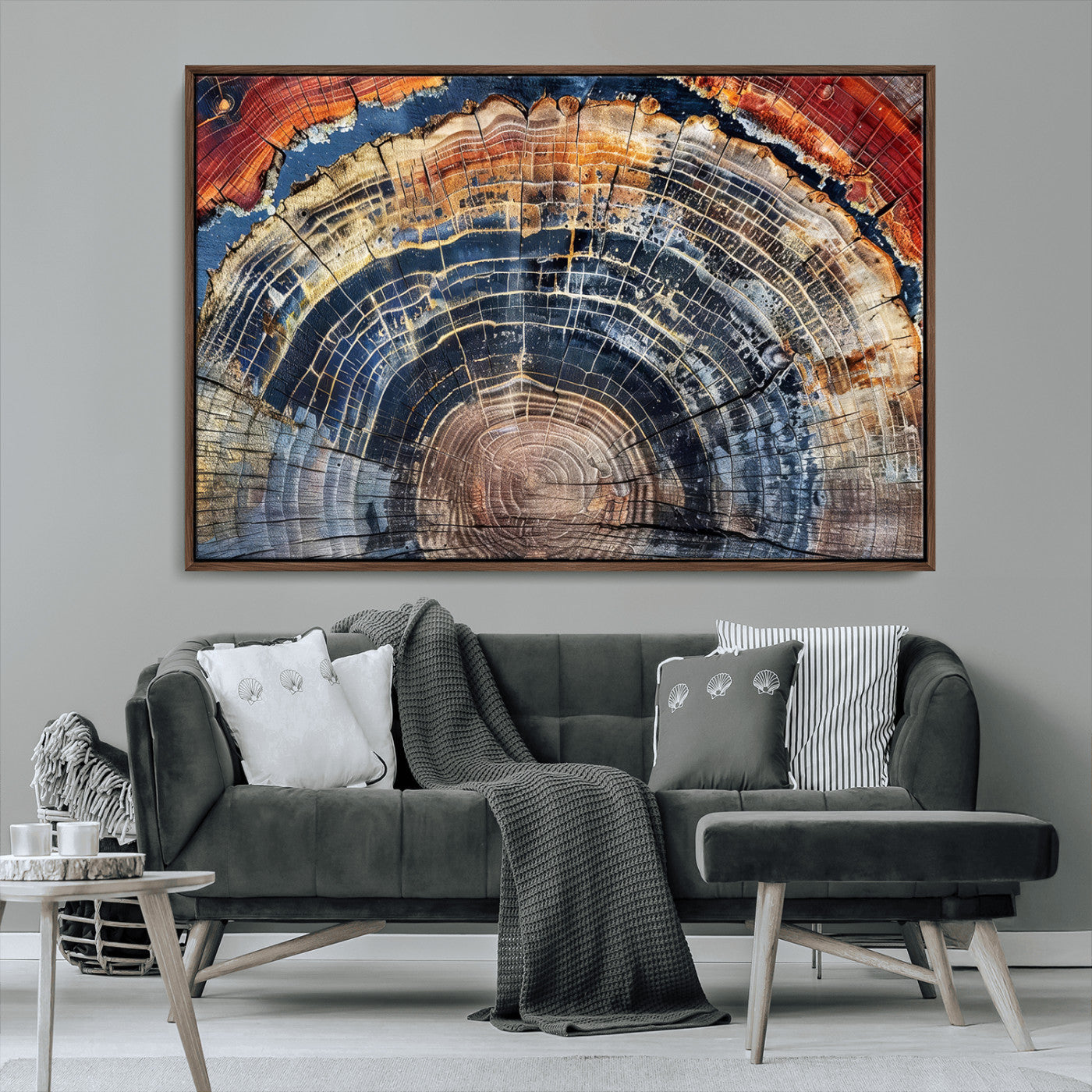 Tree Rings Wall Art Canvas Print – Framed Wood Art Picture