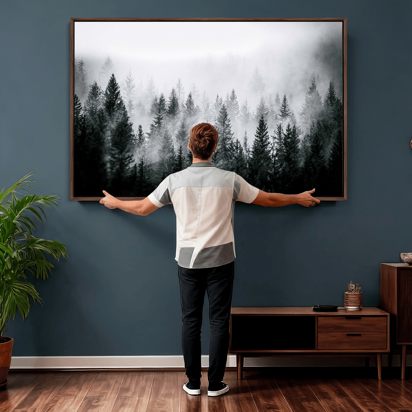 Foggy Forest Wall Art Canvas Print – Mountain Woodland