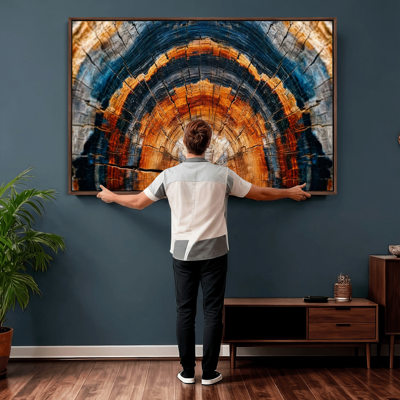Abstract Wood Grain Canvas Print, Tree Ring Pattern Wall