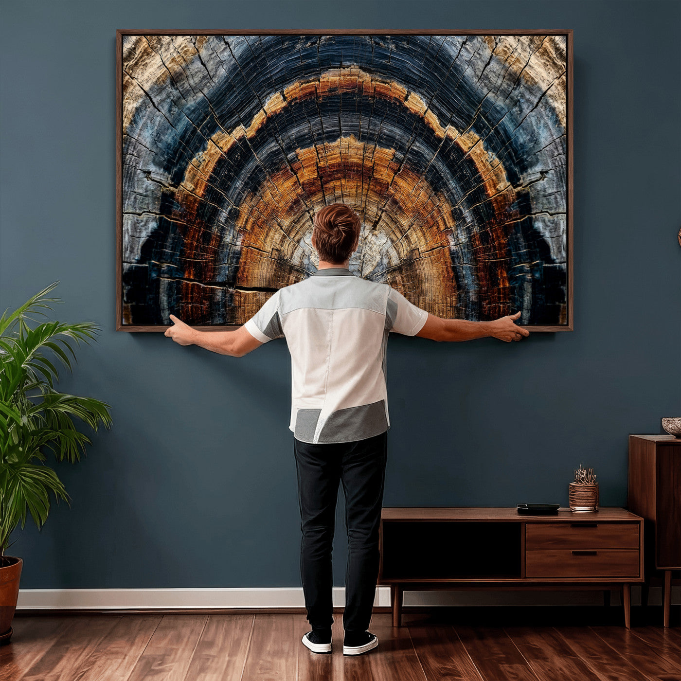 Abstract Wood Grain Canvas Print, Tree Ring Pattern Wall