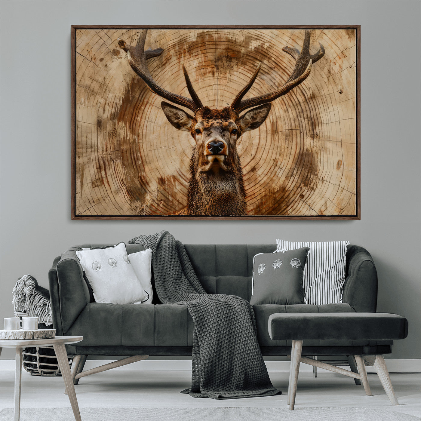 Wood Abstract Deer Wall Art | Rustic Wildlife Canvas Print |