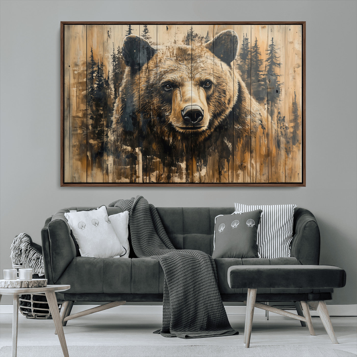 Majestic Grizzly 399 Bear Wall Art | 3-Panel Rustic Canvas