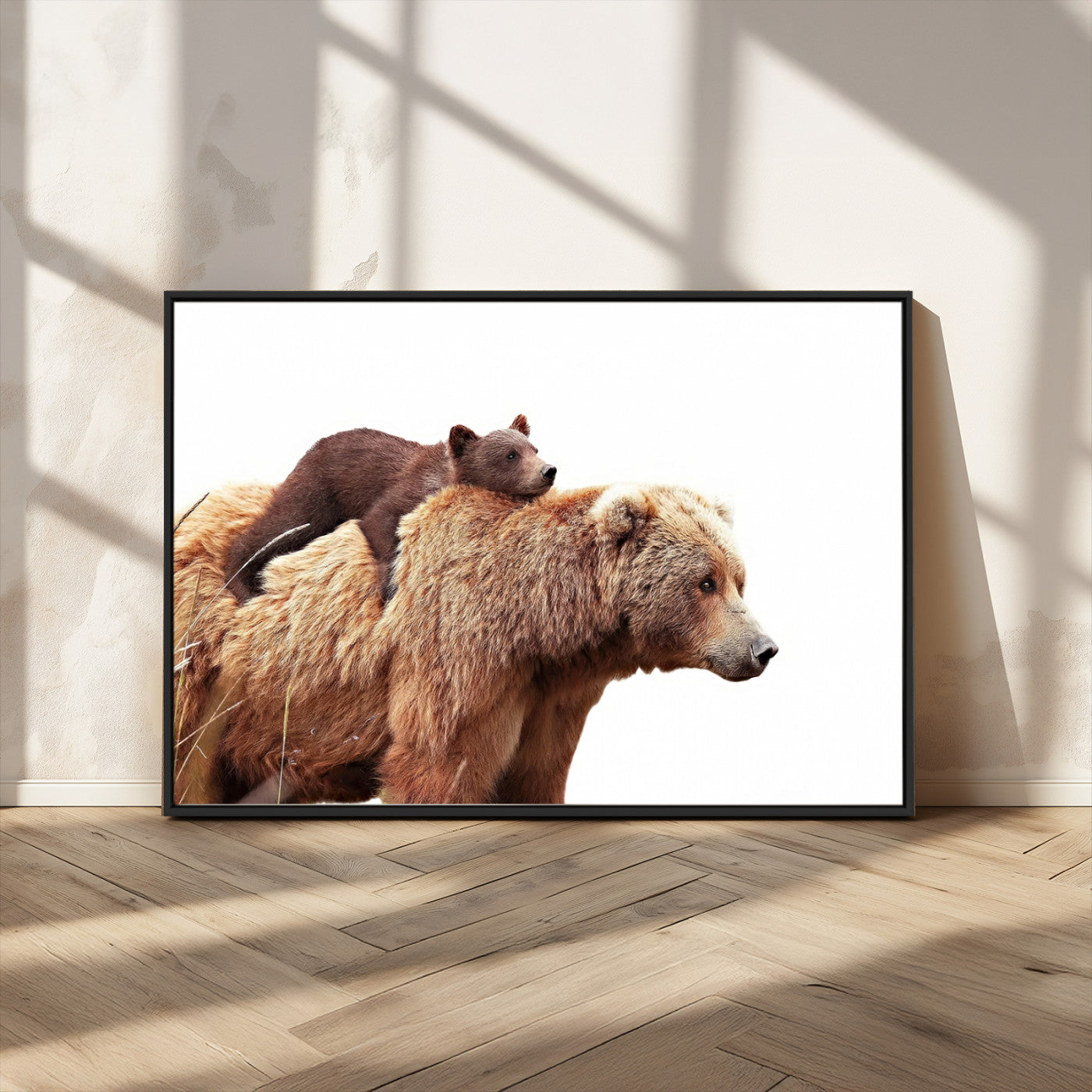 Mother and Baby Bear Canvas Wall Art - Adorable Wildlife