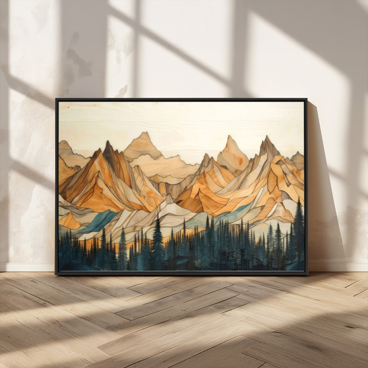 Rustic Wood Mountain Wall Art Print | Triptych Giclee Print