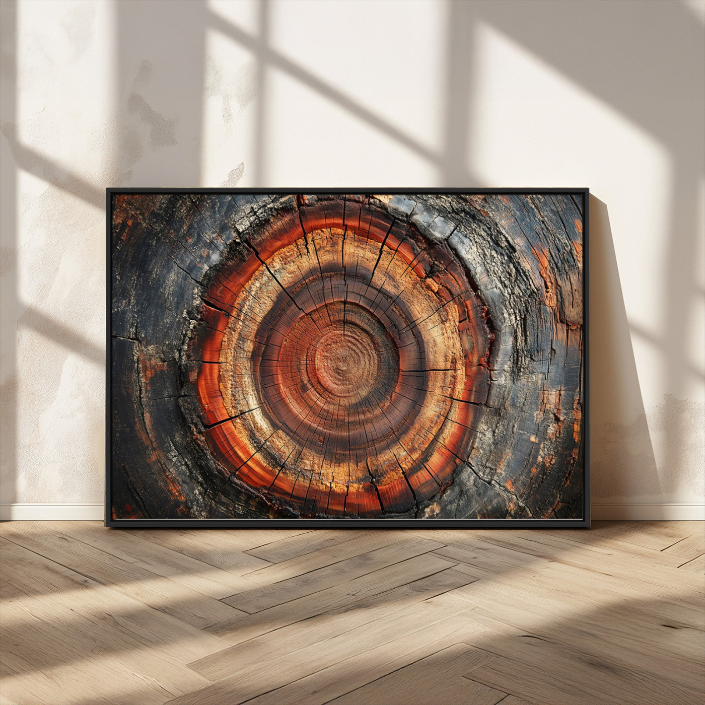 Wood Grain Canvas Wall Art - Framed Abstract Tree Ring