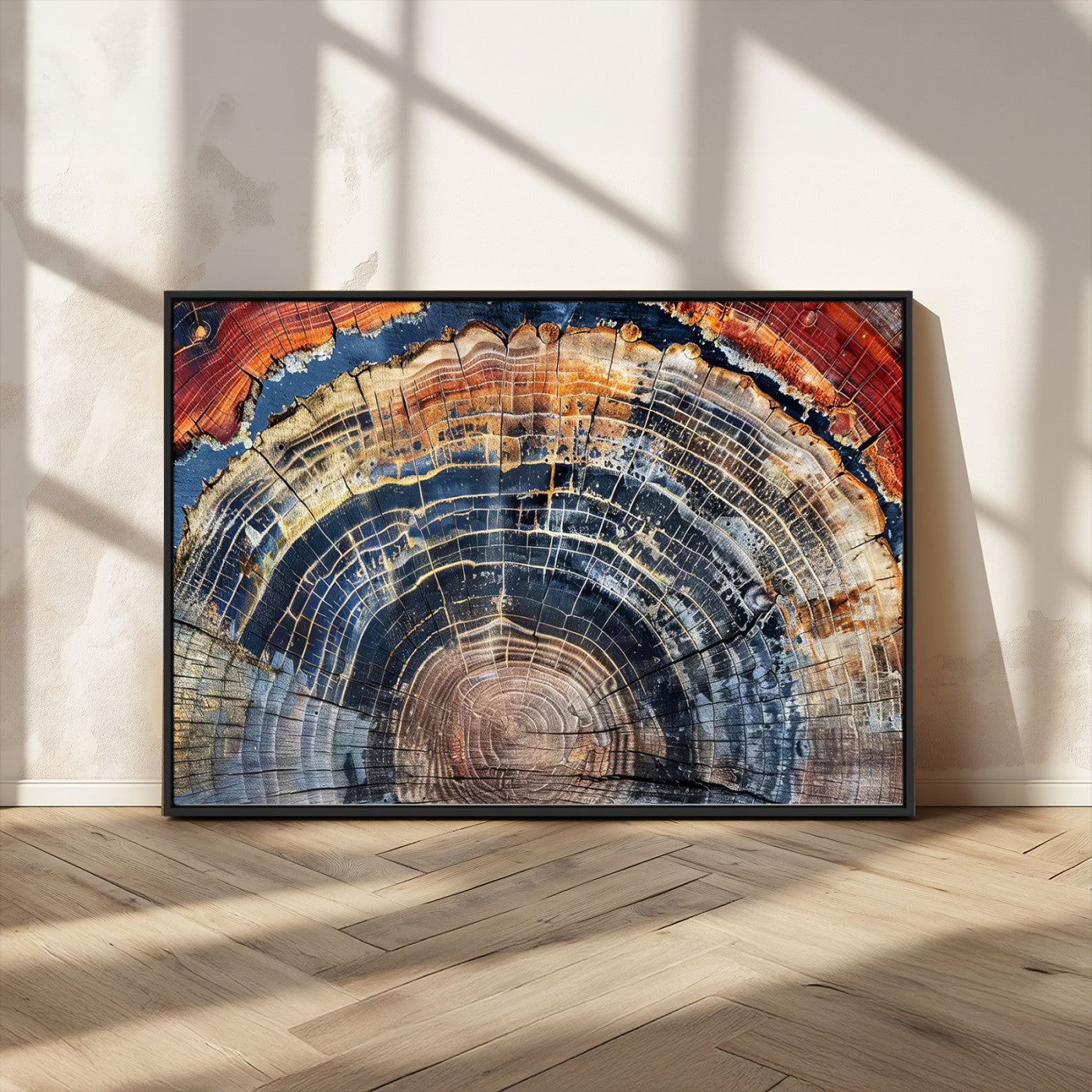 Tree Rings Wall Art Canvas Print – Framed Petrified Wood
