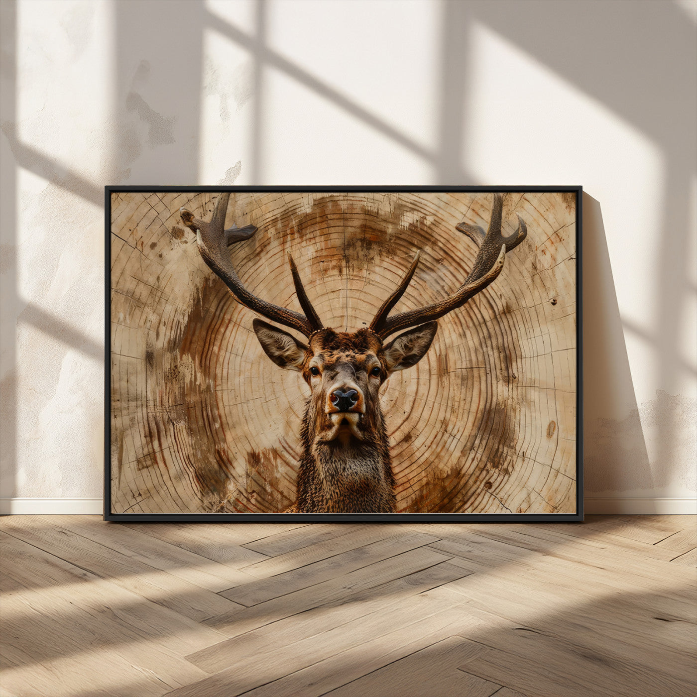 Wood Abstract Deer Wall Art | Rustic Wildlife Canvas Print |