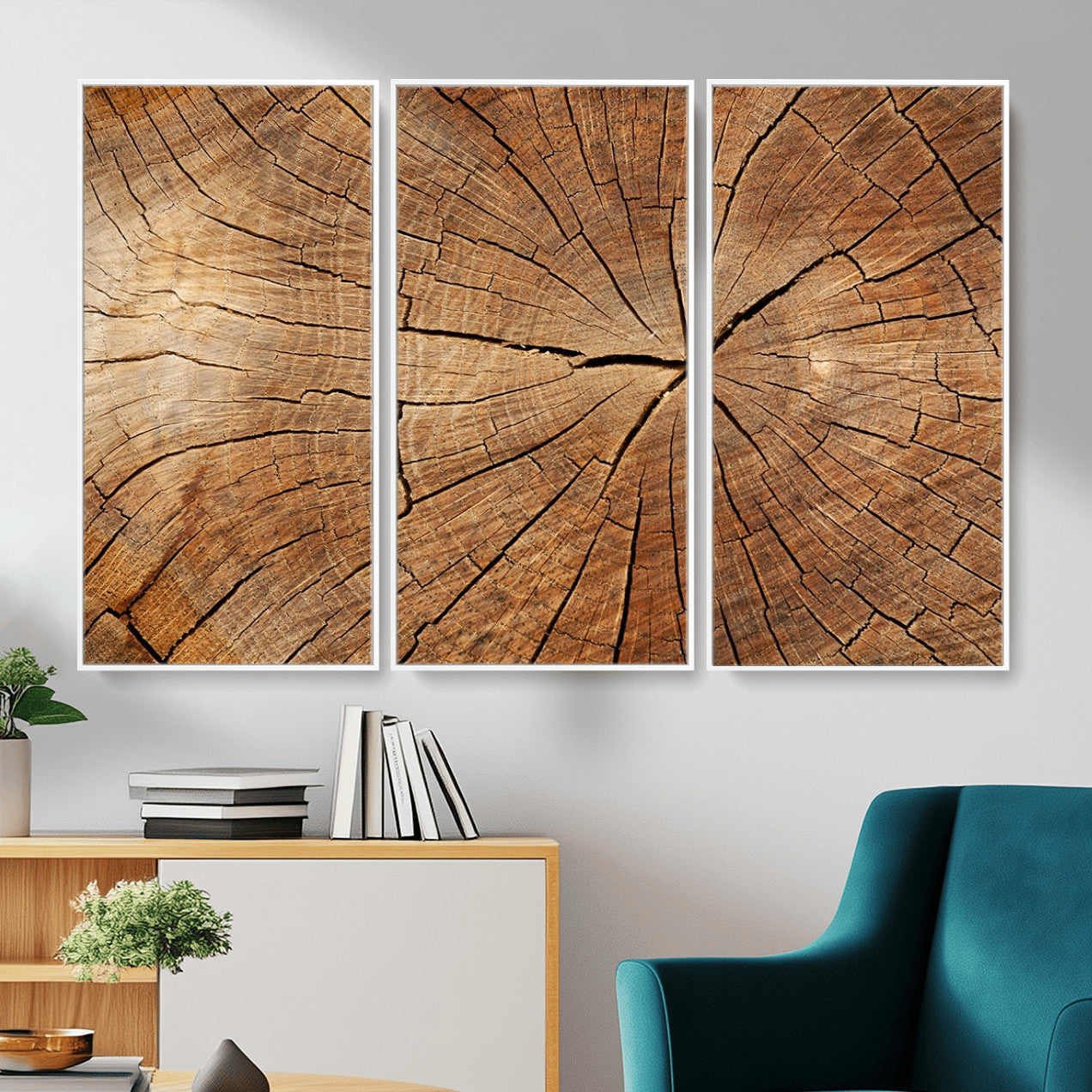 Tree Ring Canvas Art, Rustic Wood Grain Wall Art, Tree Slice
