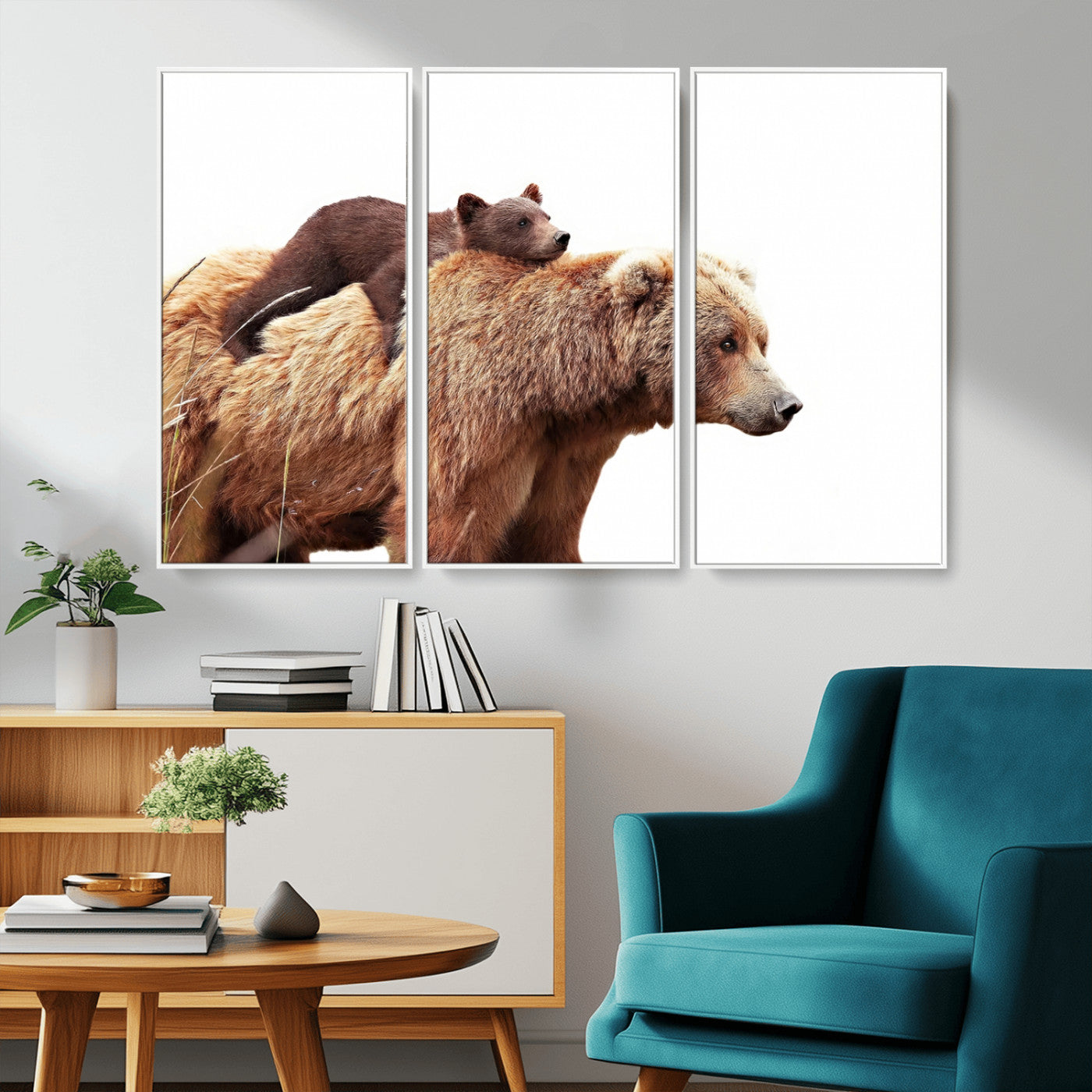 Mother and Baby Bear Canvas Wall Art - Adorable Wildlife