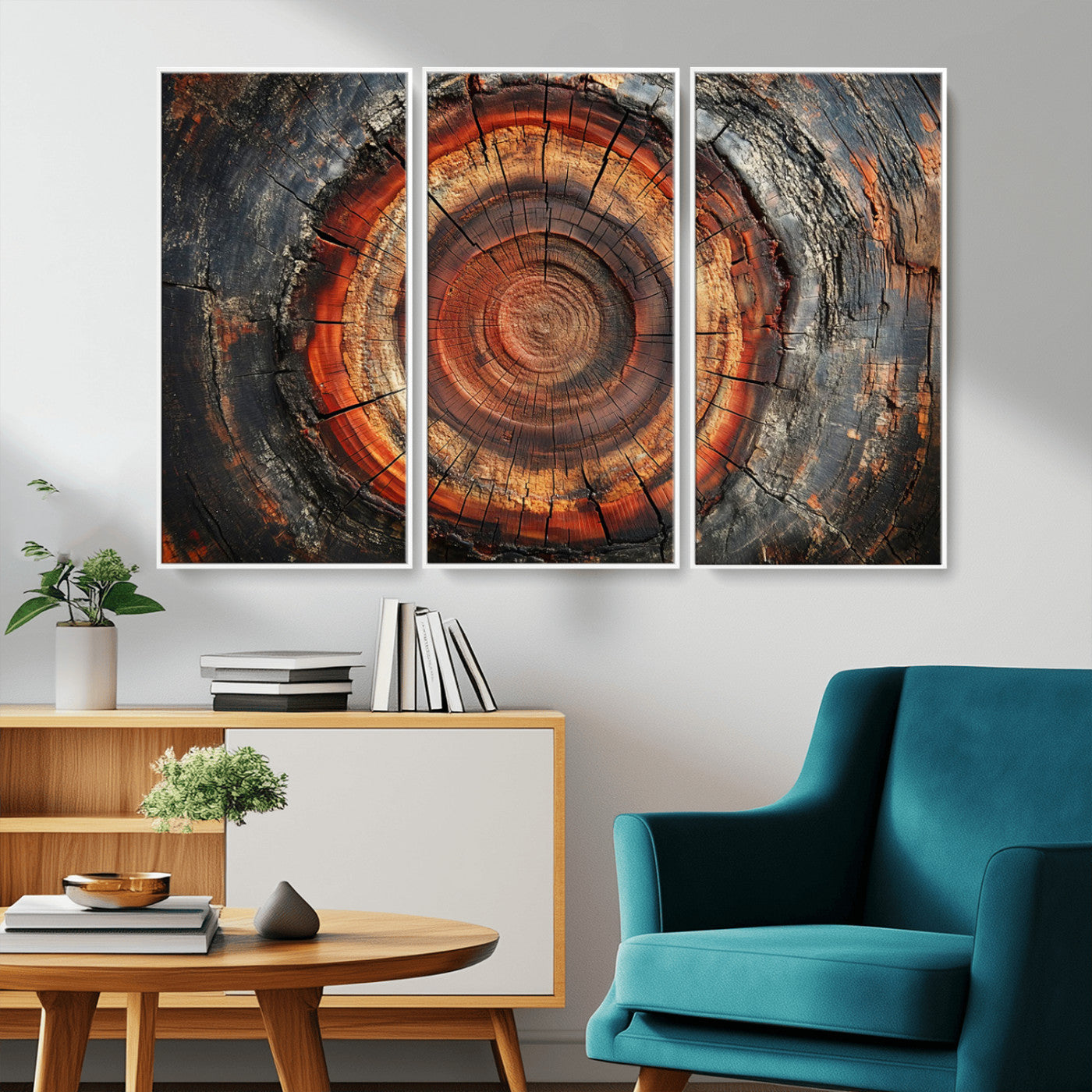 Wood Grain Canvas Wall Art - Framed Abstract Tree Ring