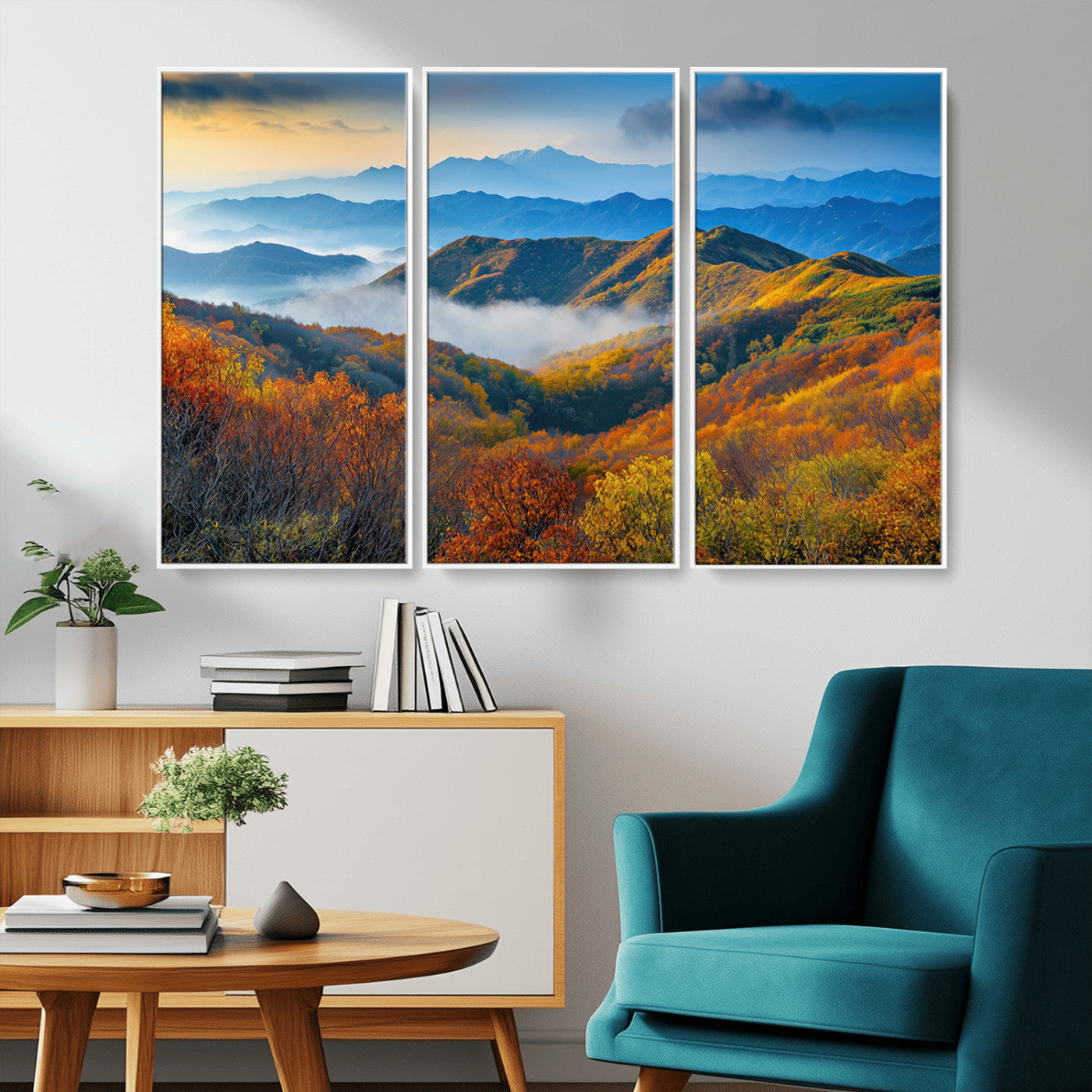 Autumn Mountains Wall Art, Vibrant Fall Foliage Landscape
