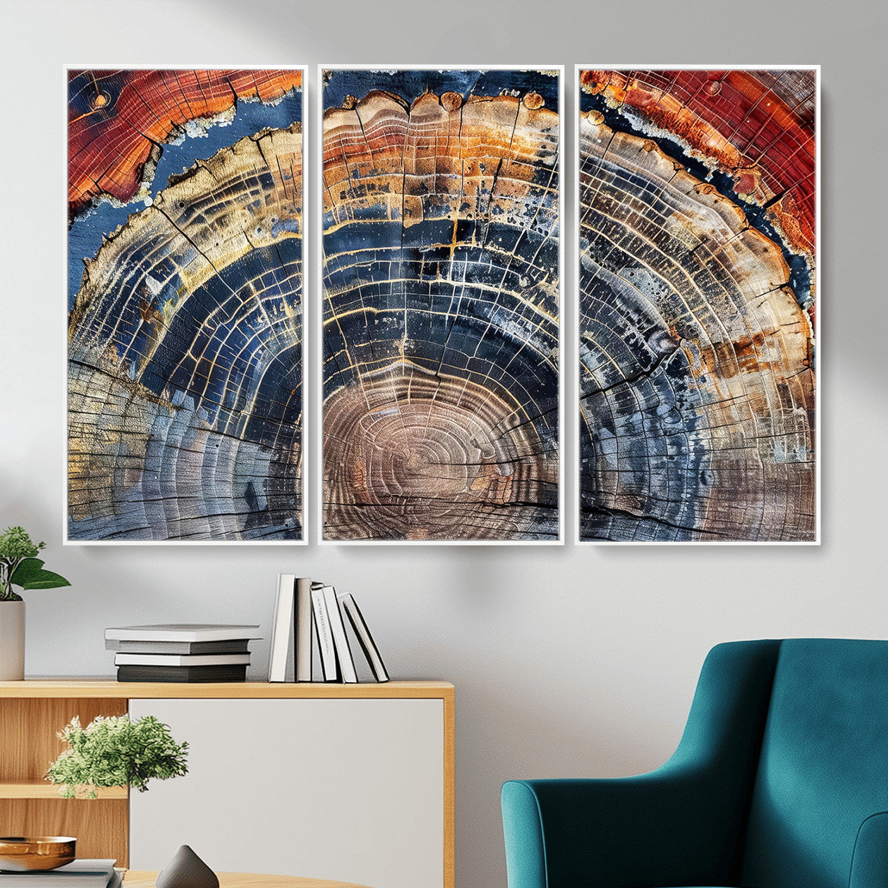 Tree Rings Wall Art Canvas Print – Framed Wood Art Picture