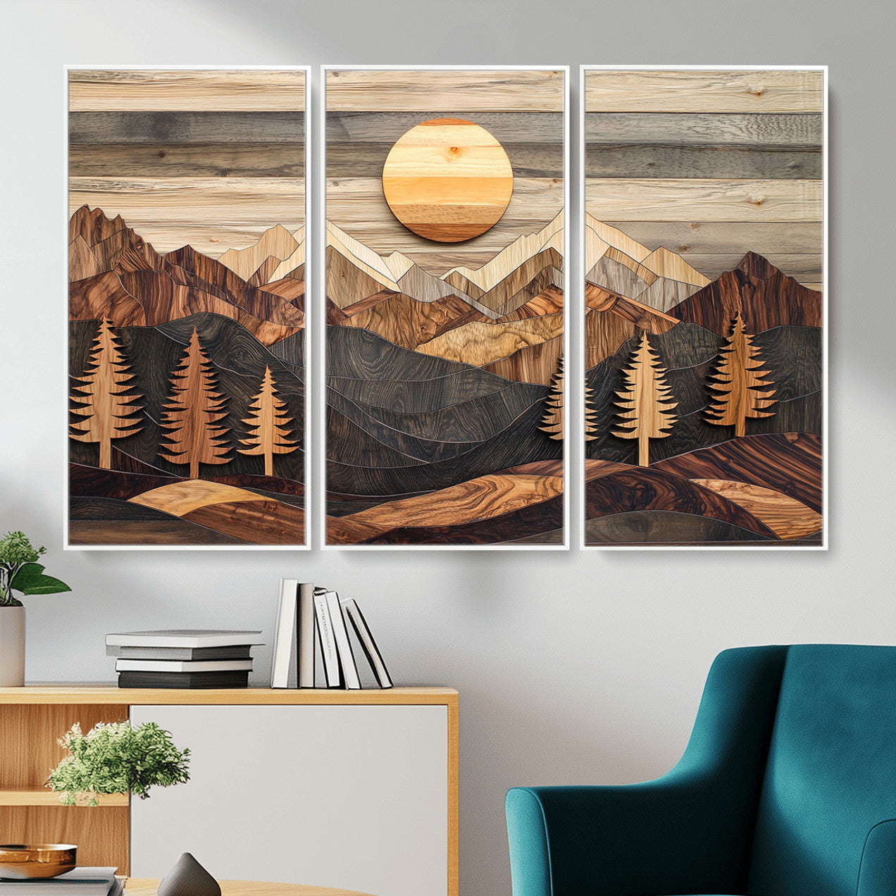 Wood Mountain Wall Art Canvas Print – Layered Forest and