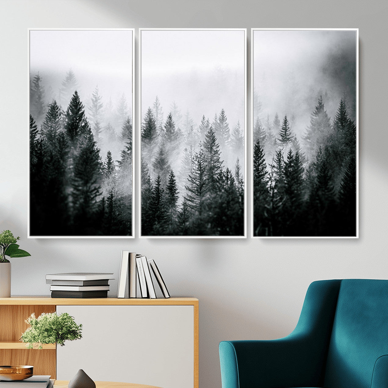 Foggy Forest Wall Art Canvas Print – Mountain Woodland