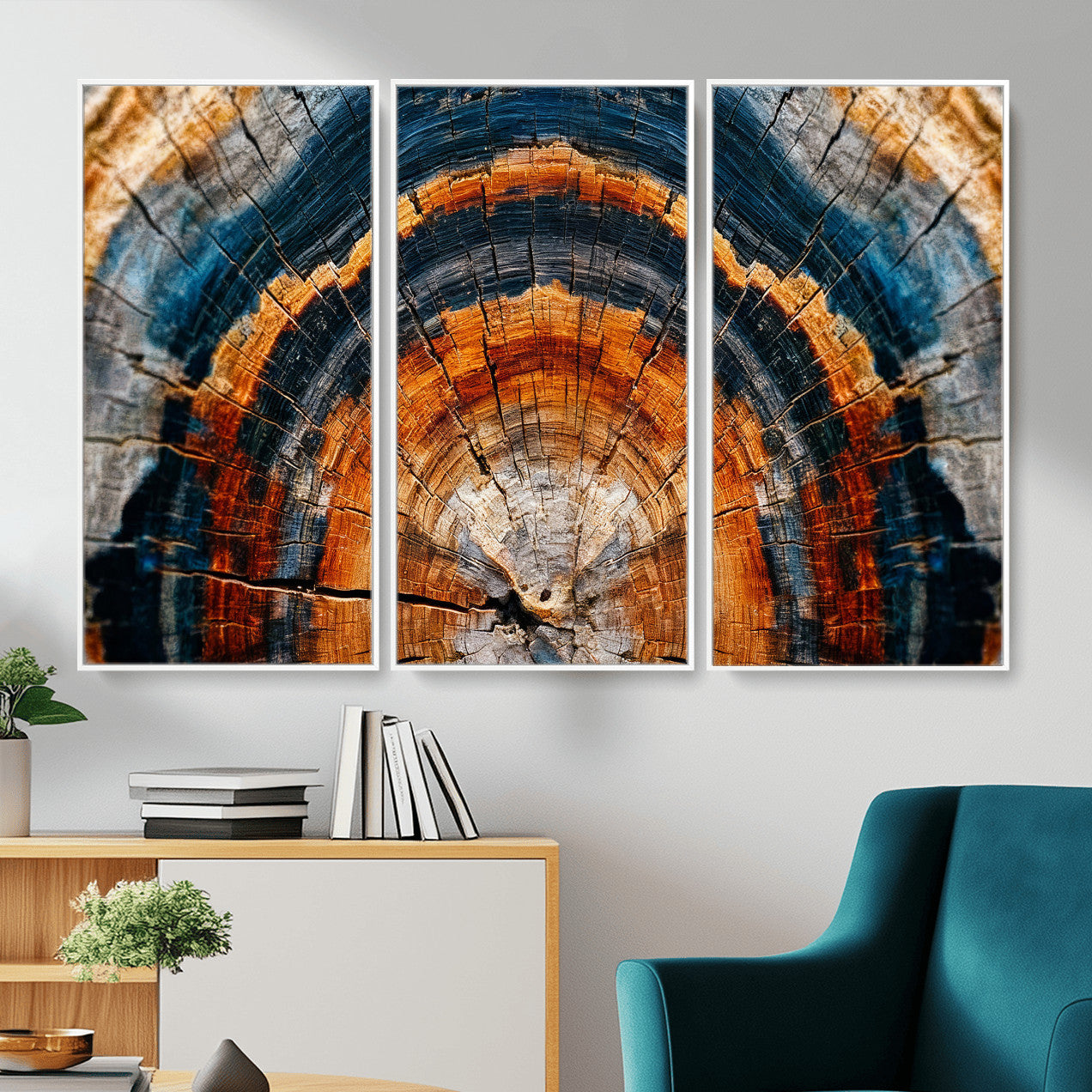 Abstract Wood Grain Canvas Print, Tree Ring Pattern Wall