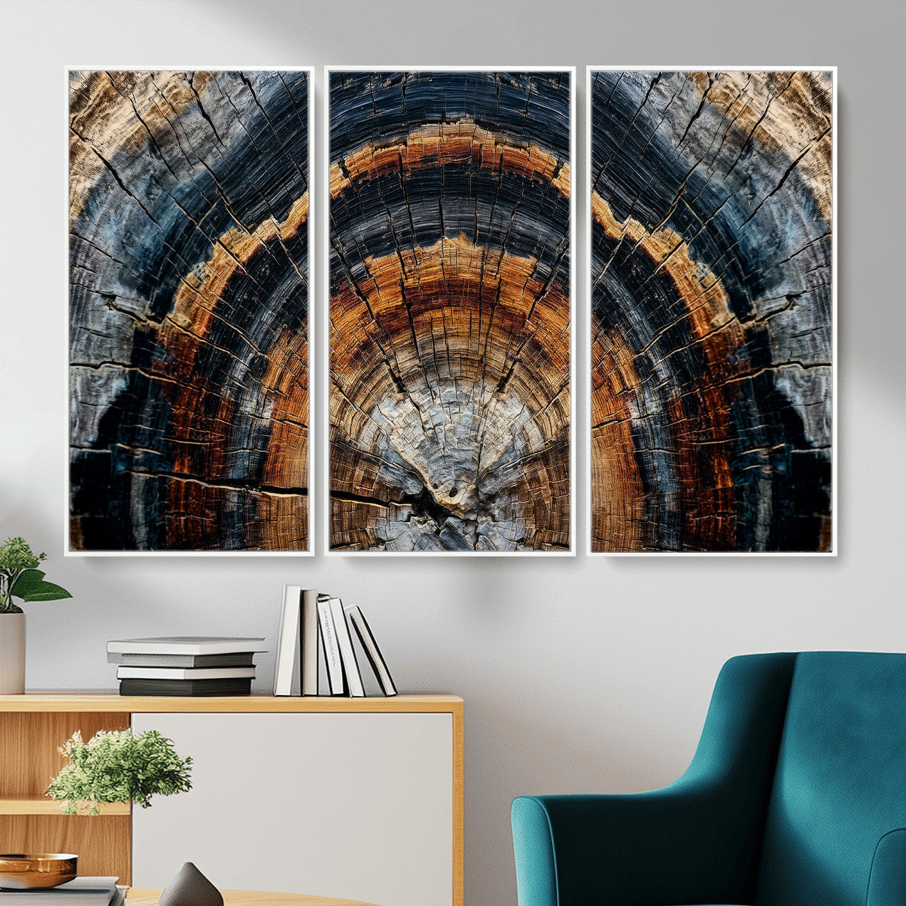 Abstract Wood Grain Canvas Print, Tree Ring Pattern Wall
