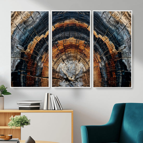 Abstract Wood Grain Canvas Print, Tree Ring Pattern Wall