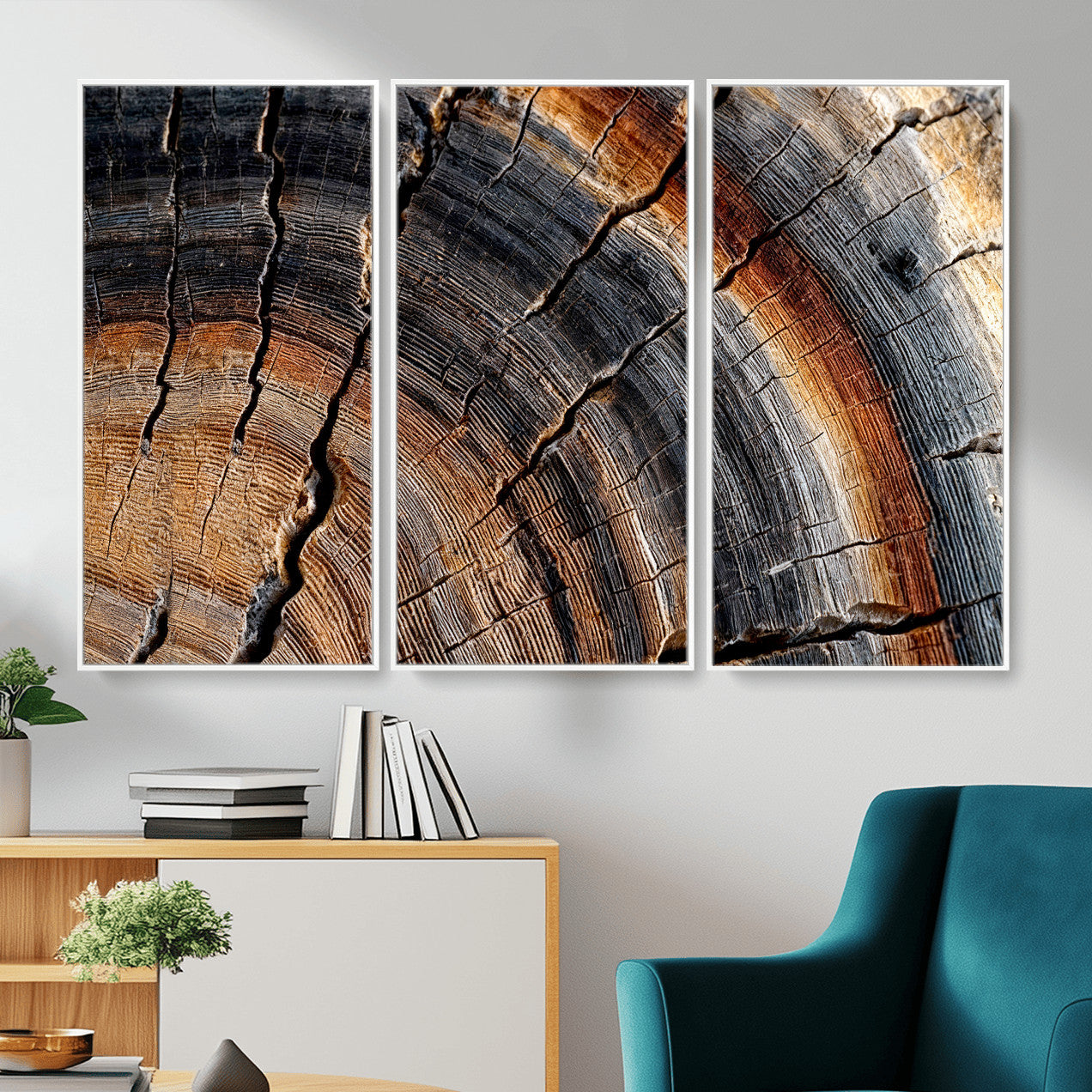 Abstract Tree Ring Wall Art Print – Natural Rustic Wood