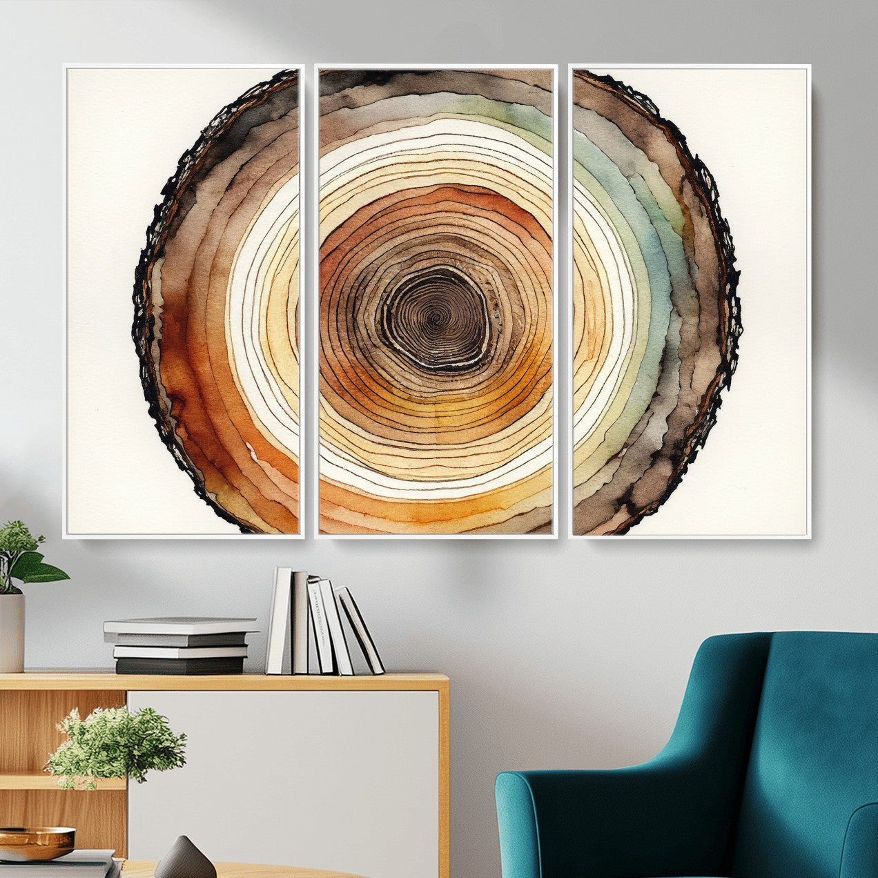 Natural Wood Slice Wall Art Canvas Print, Tree Ring Wall
