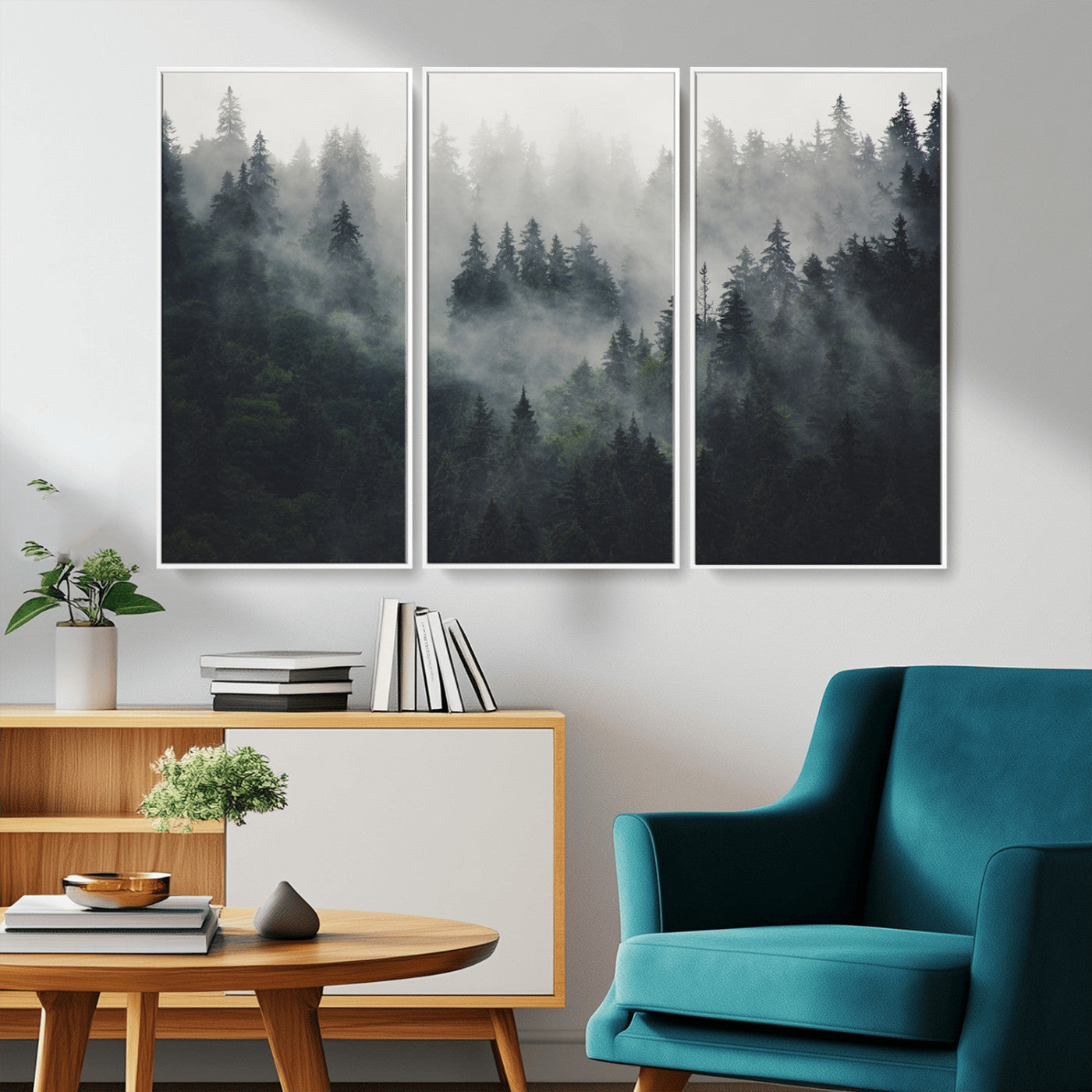 Nature Wall Decor - Serene Triptych Nature Print – Woodland