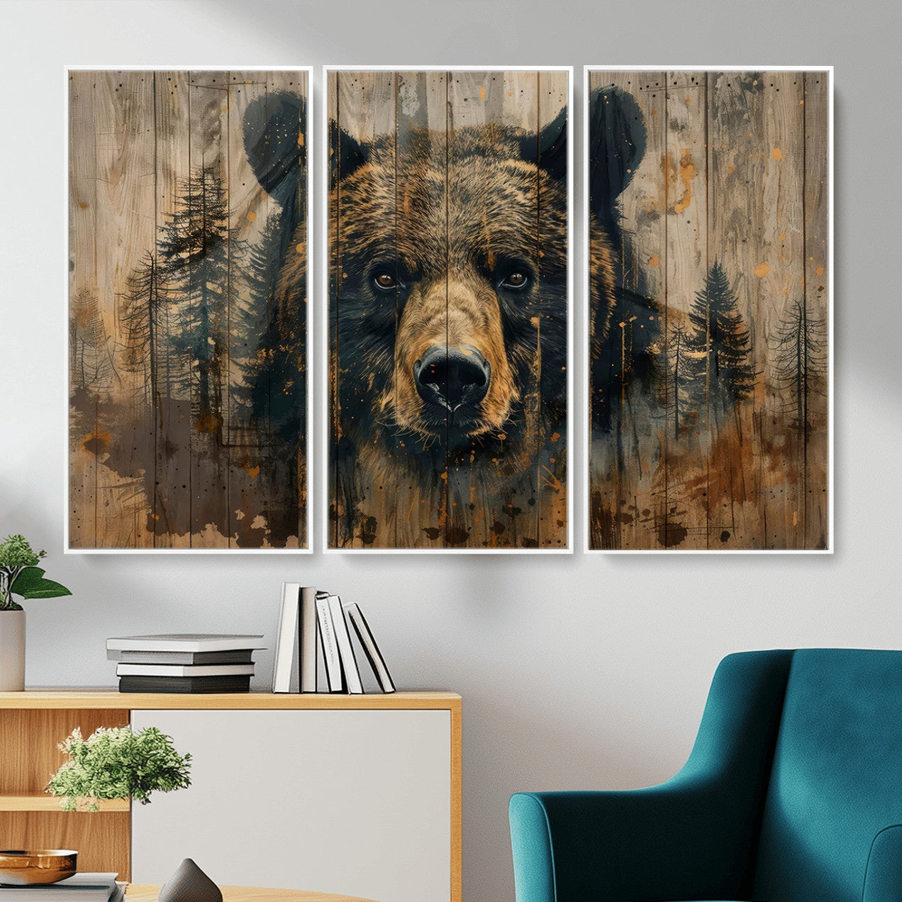 Abstract 399 Bear Wall Art | Rustic Cabin Wall Decor with