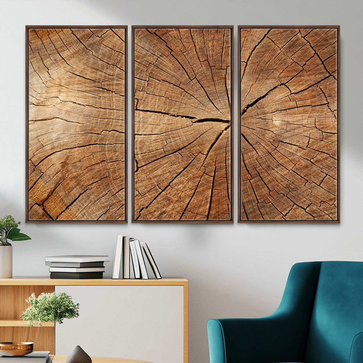 Tree Ring Canvas Art, Rustic Wood Grain Wall Art, Tree Slice