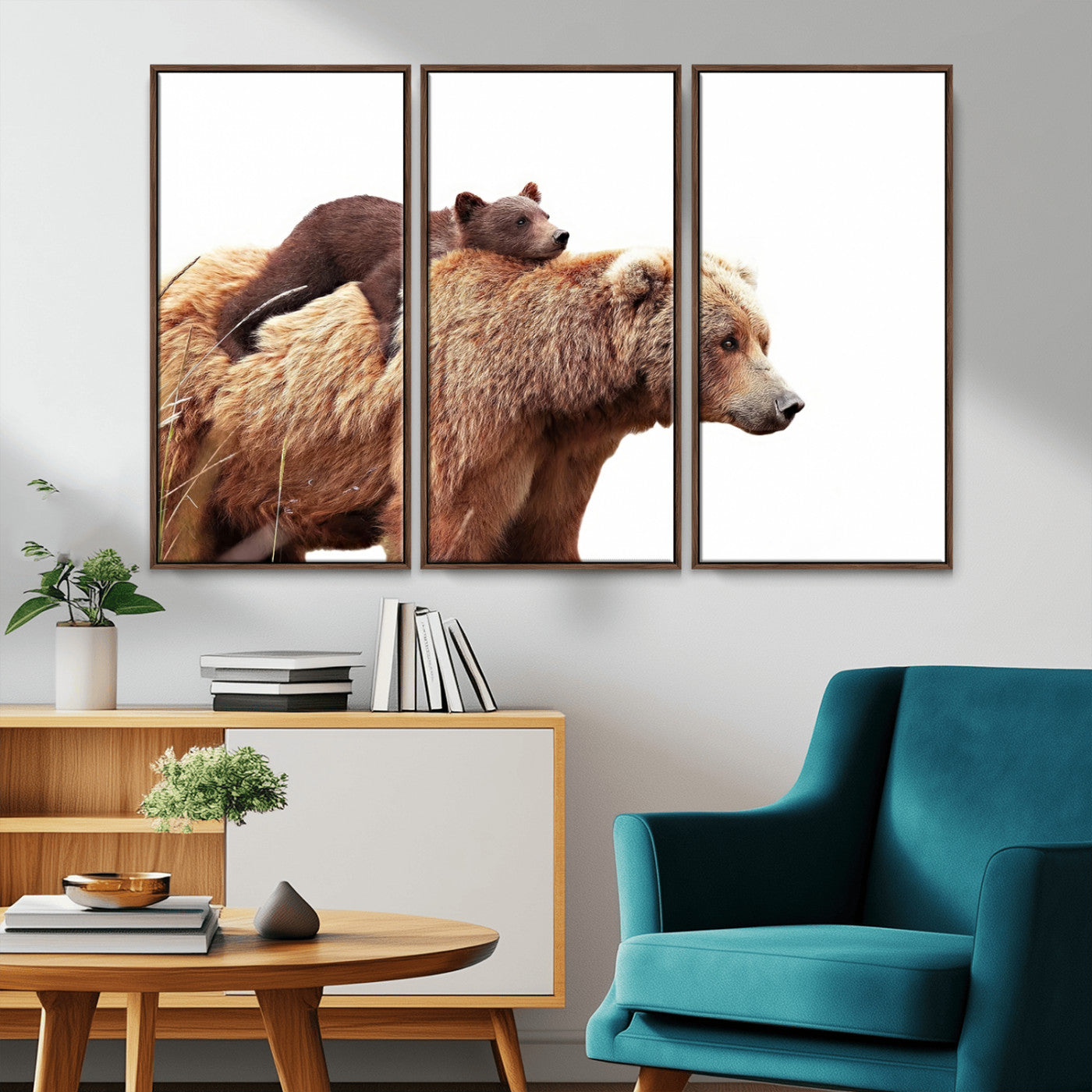 Mother and Baby Bear Canvas Wall Art - Adorable Wildlife