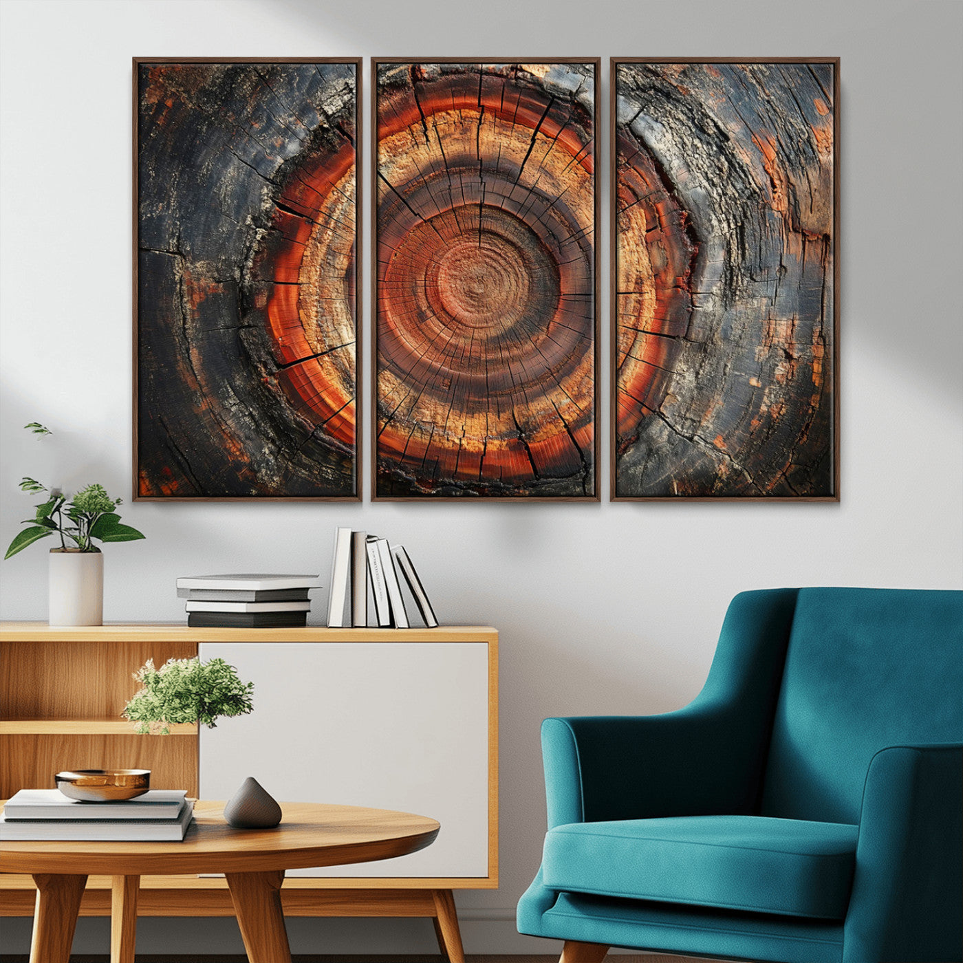 Wood Grain Canvas Wall Art - Framed Abstract Tree Ring
