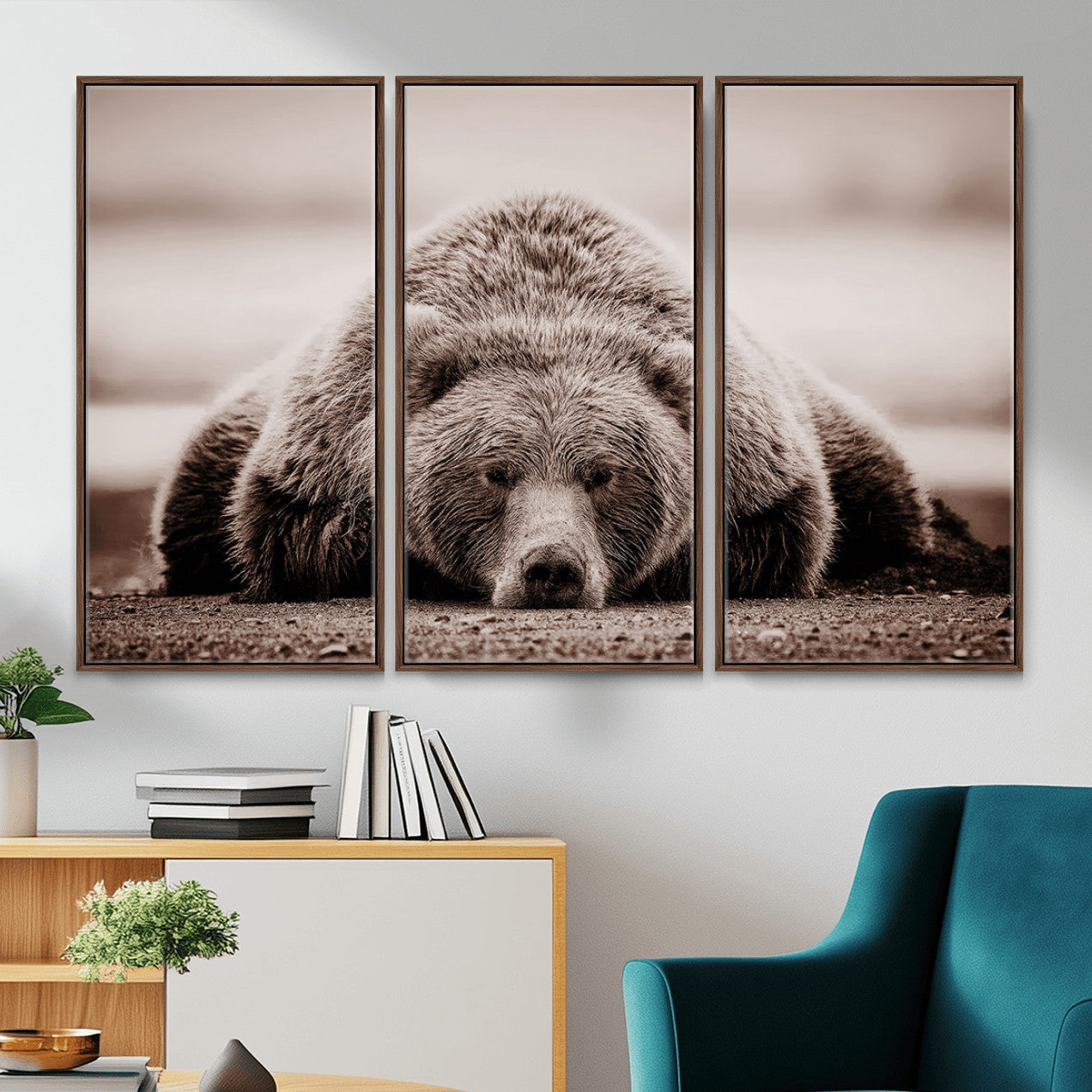 Grizzly Bear Wall Art Print - Bear Canvas Wall Art - Rustic