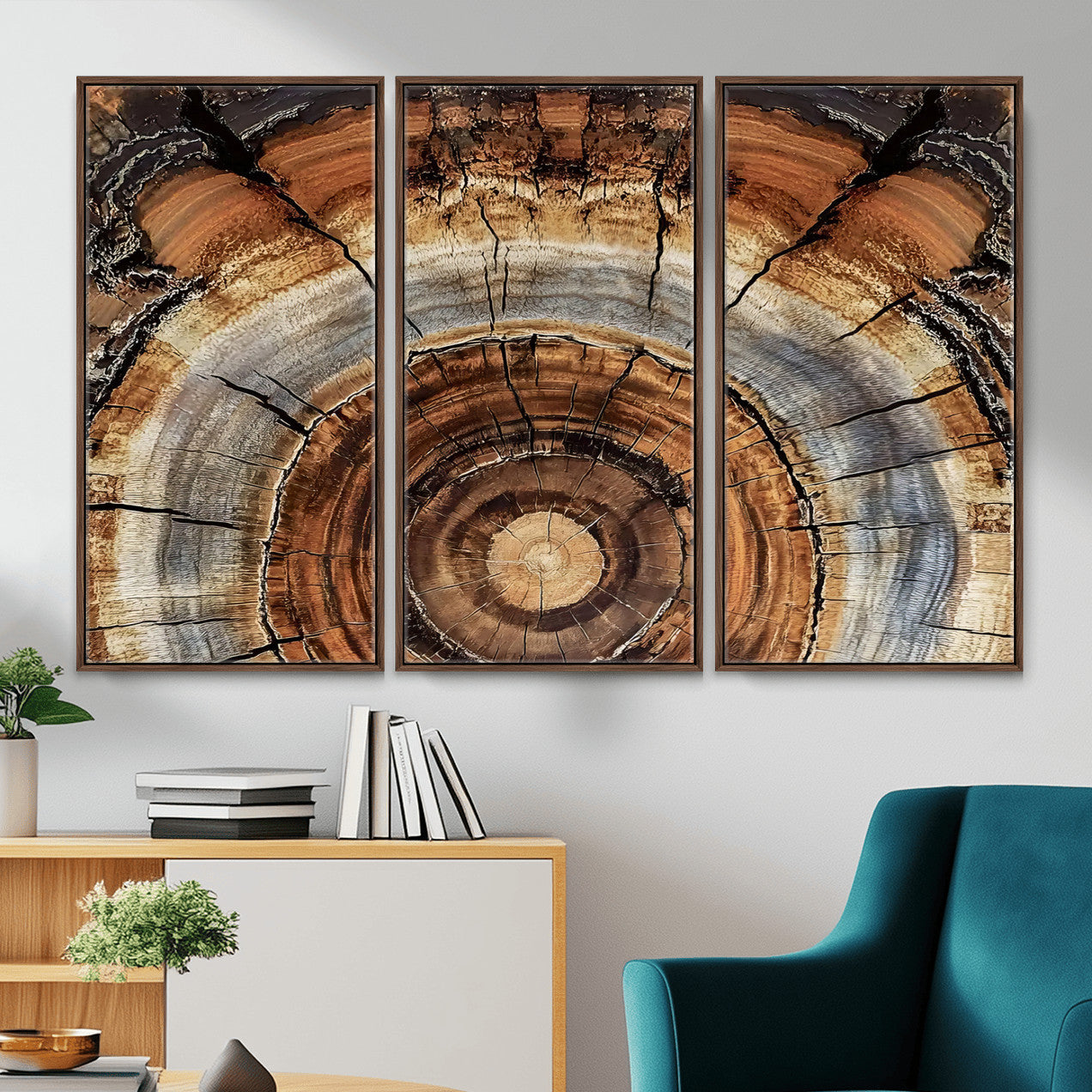 Tree Rings Wall Art Canvas Print – Rustic Wood Texture