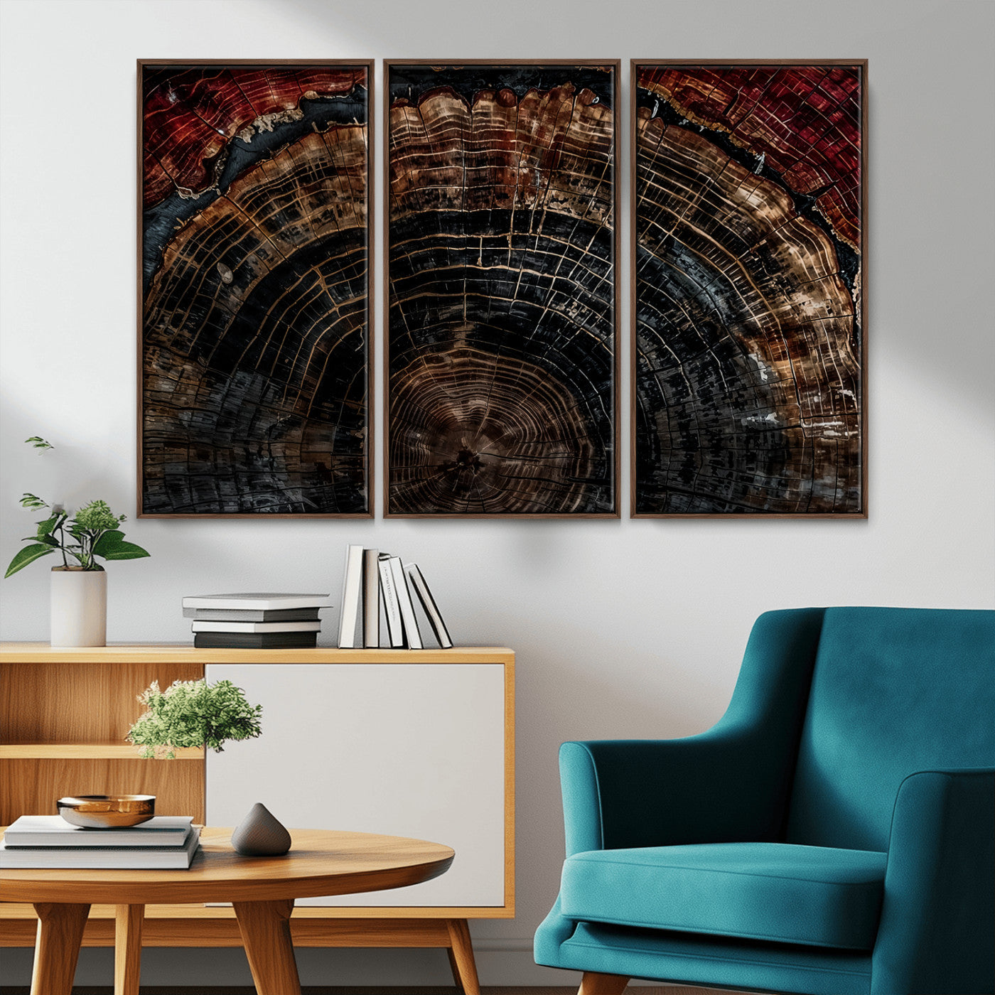 Dark Wood Ring Wall Art Canvas Print – Framed Abstract Tree
