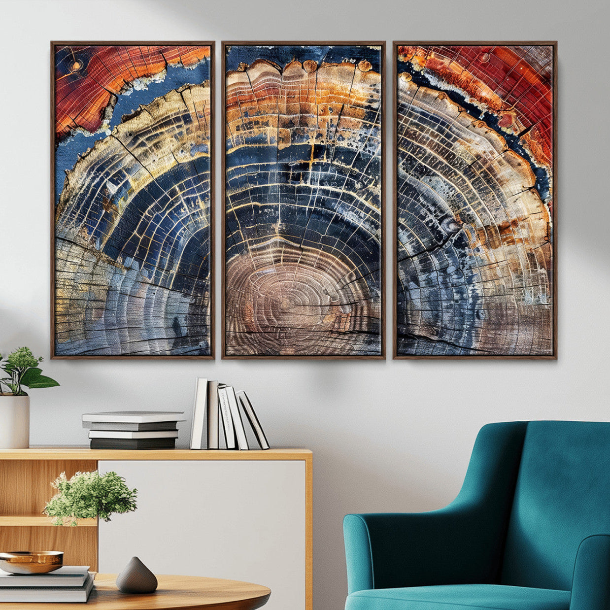 Tree Rings Wall Art Canvas Print – Framed Petrified Wood