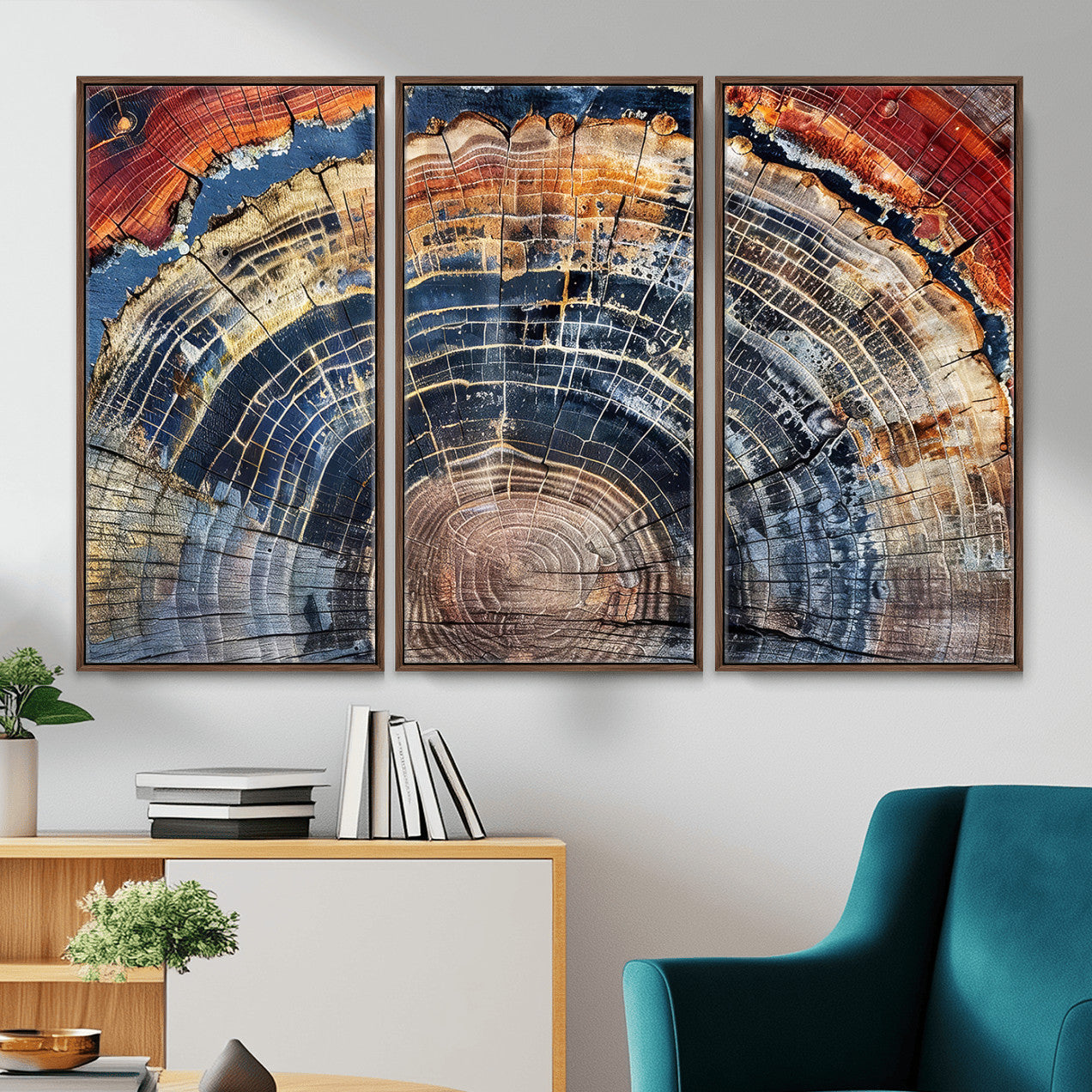 Tree Rings Wall Art Canvas Print – Framed Wood Art Picture