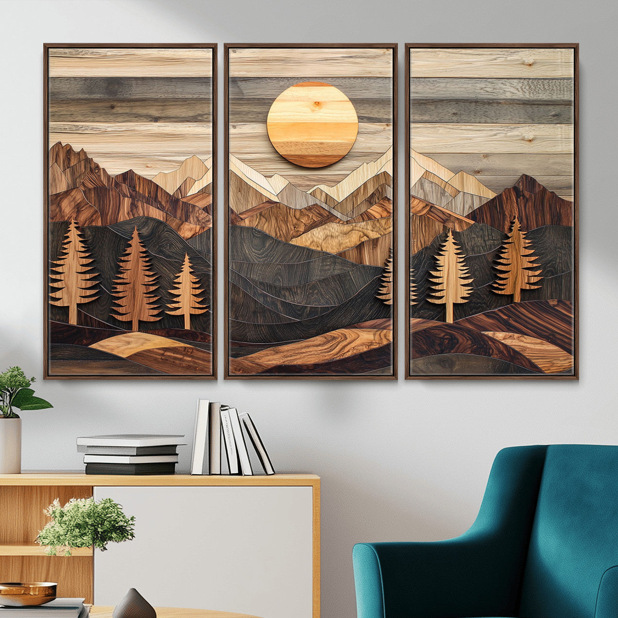 Wood Mountain Wall Art Canvas Print – Layered Forest and