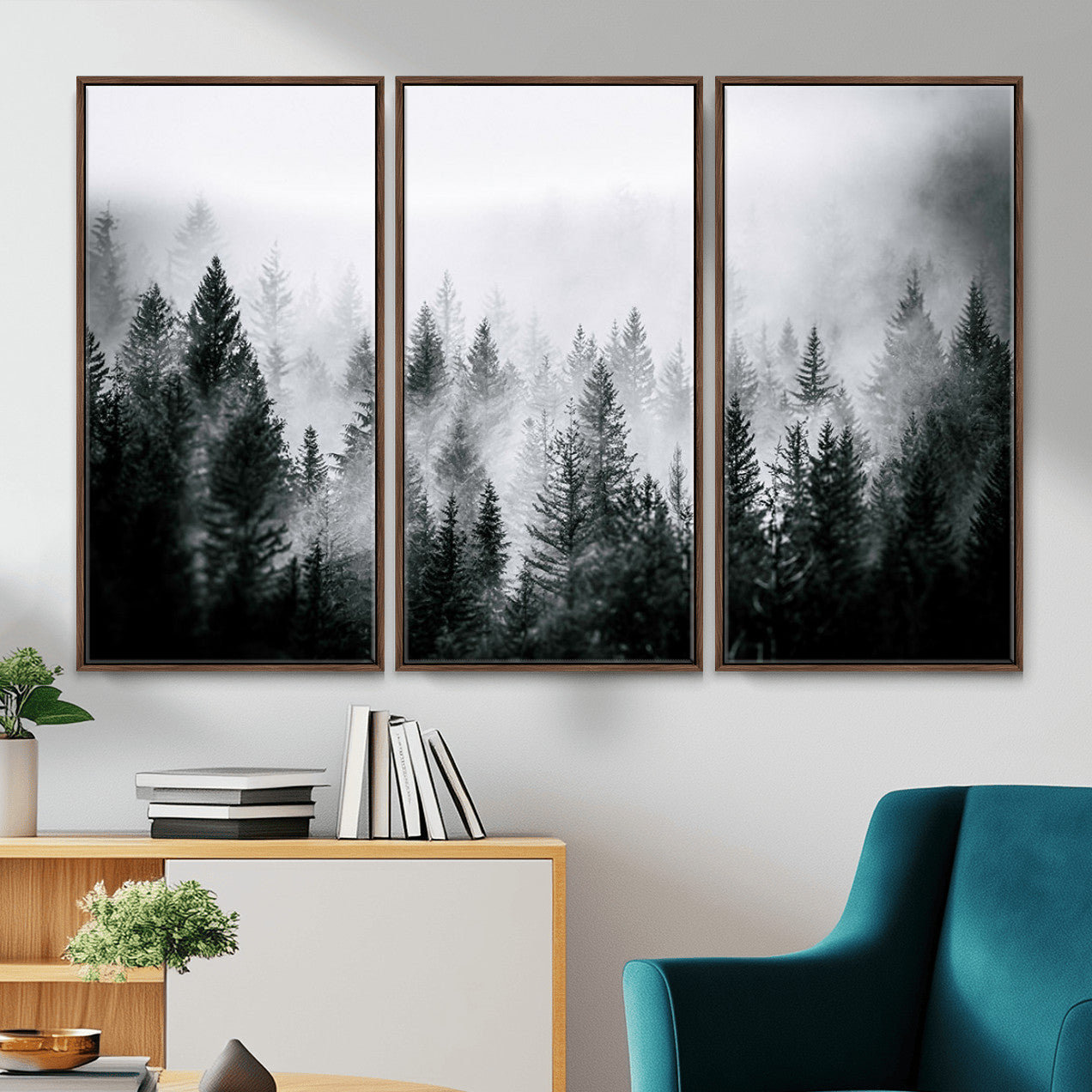 Foggy Forest Wall Art Canvas Print – Mountain Woodland