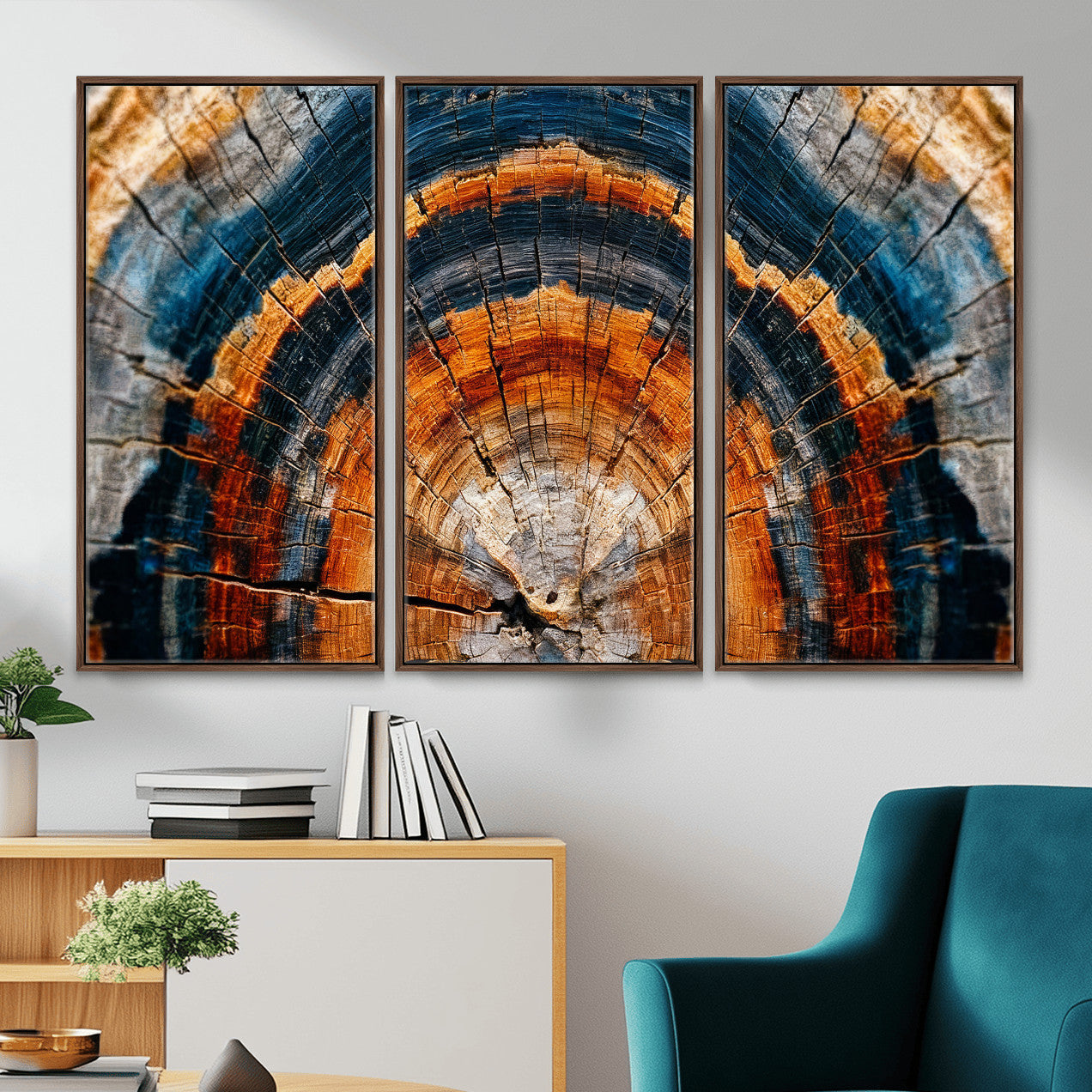 Abstract Wood Grain Canvas Print, Tree Ring Pattern Wall