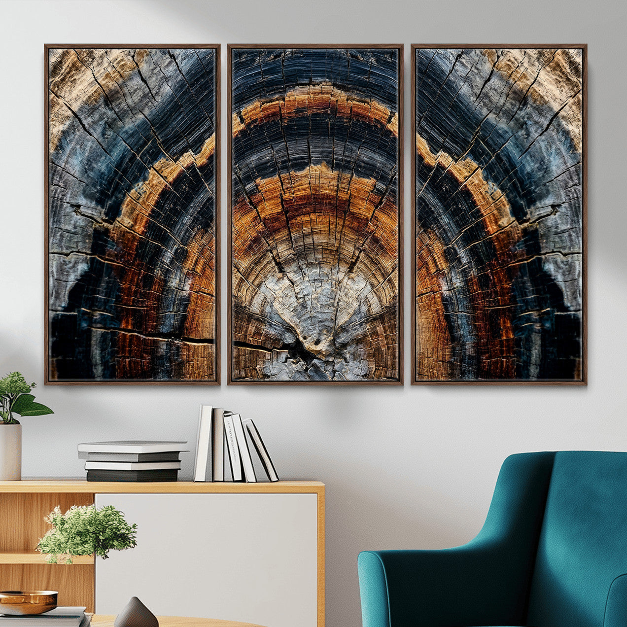 Abstract Wood Grain Canvas Print, Tree Ring Pattern Wall