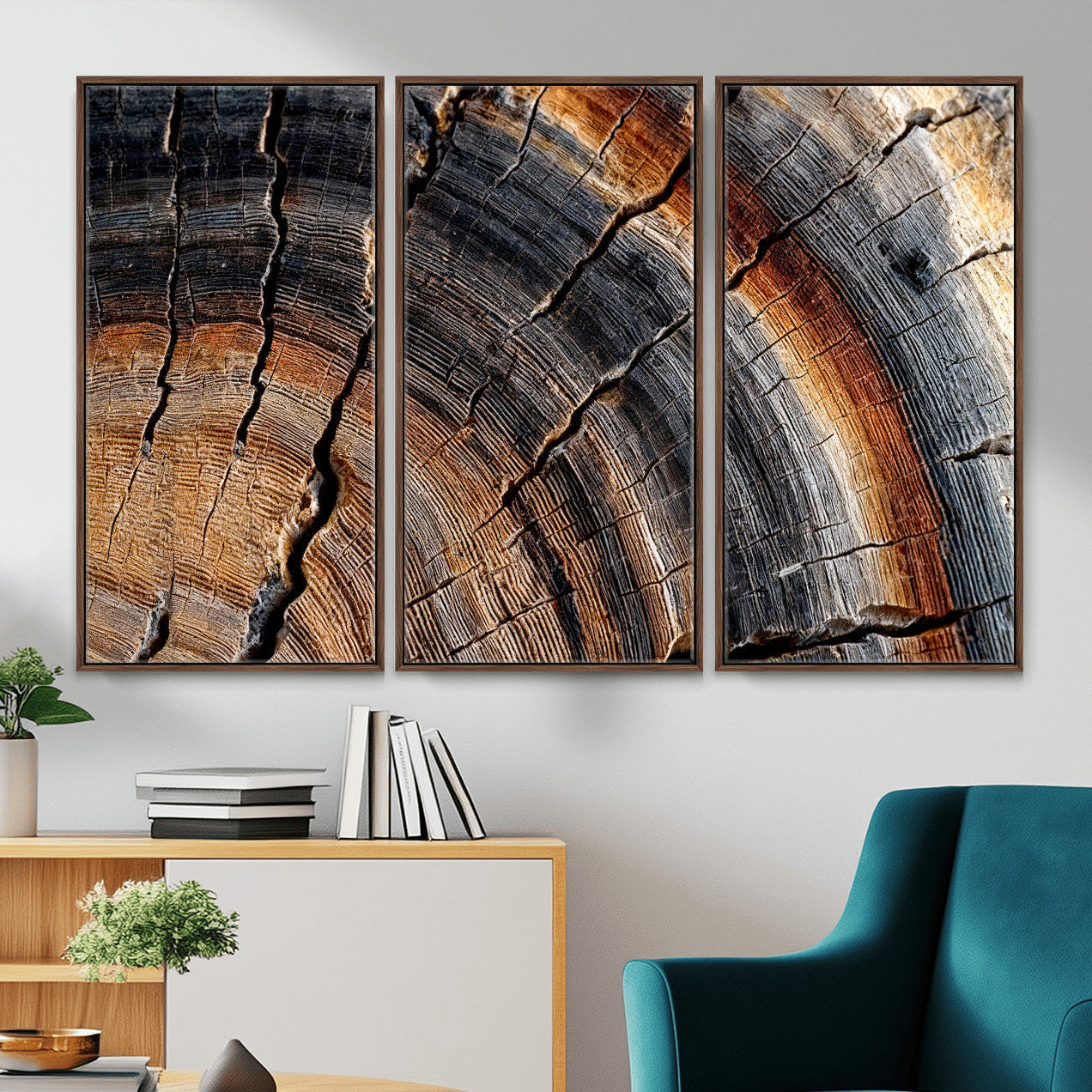 Abstract Tree Ring Wall Art Print – Natural Rustic Wood