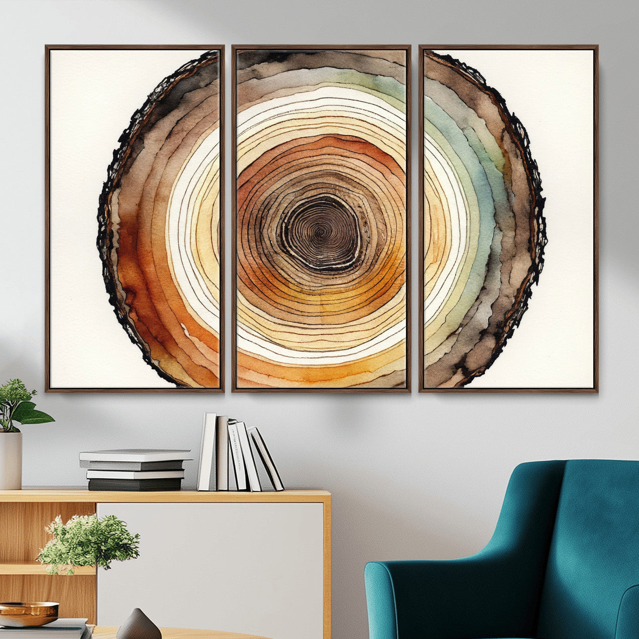 Natural Wood Slice Wall Art Canvas Print, Tree Ring Wall