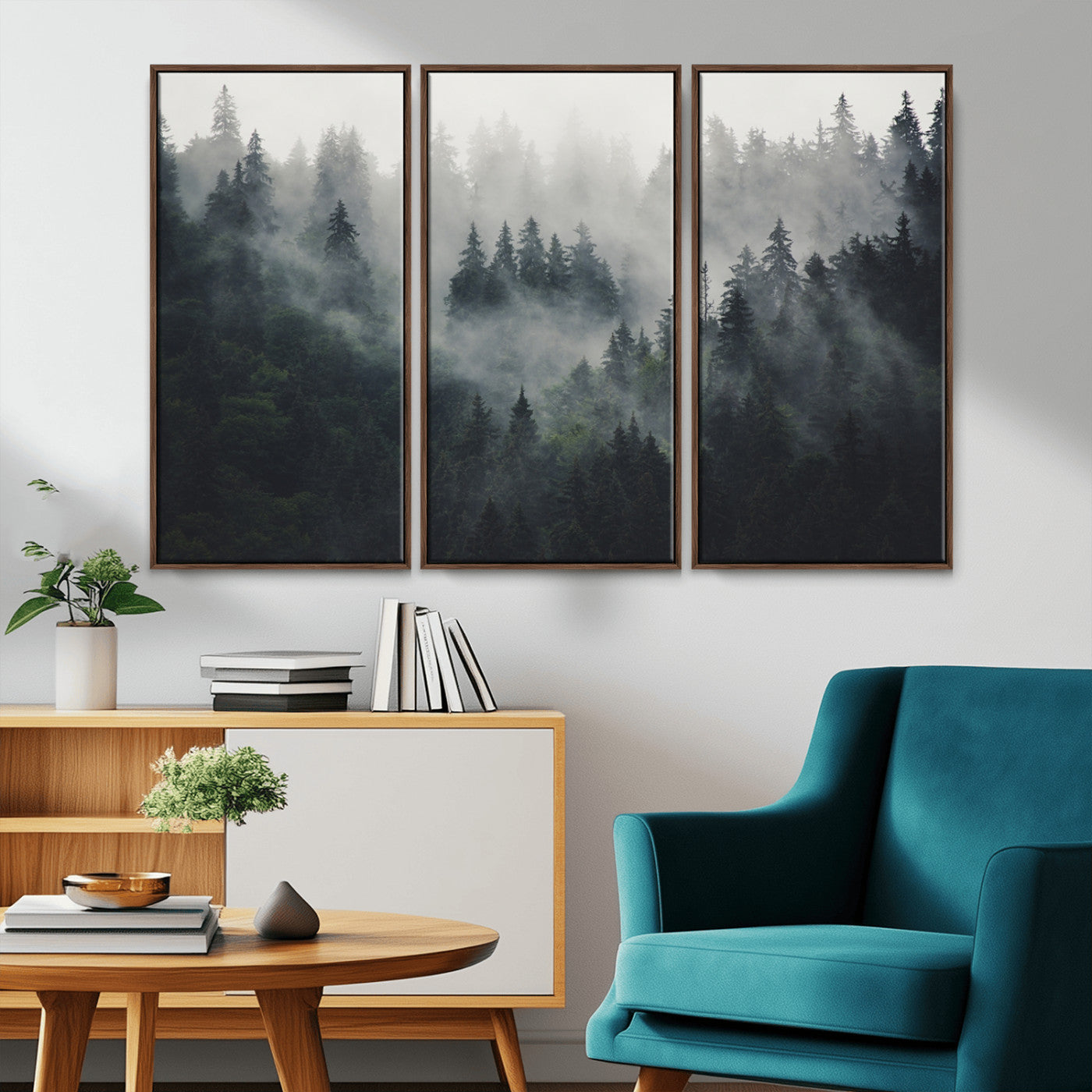 Nature Wall Decor - Serene Triptych Nature Print – Woodland
