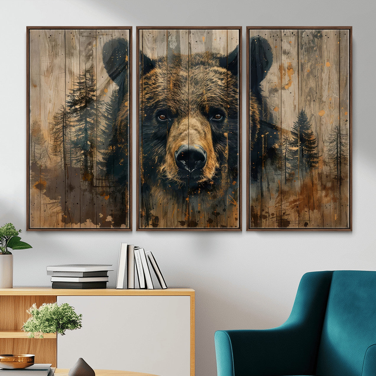Abstract 399 Bear Wall Art | Rustic Cabin Wall Decor with