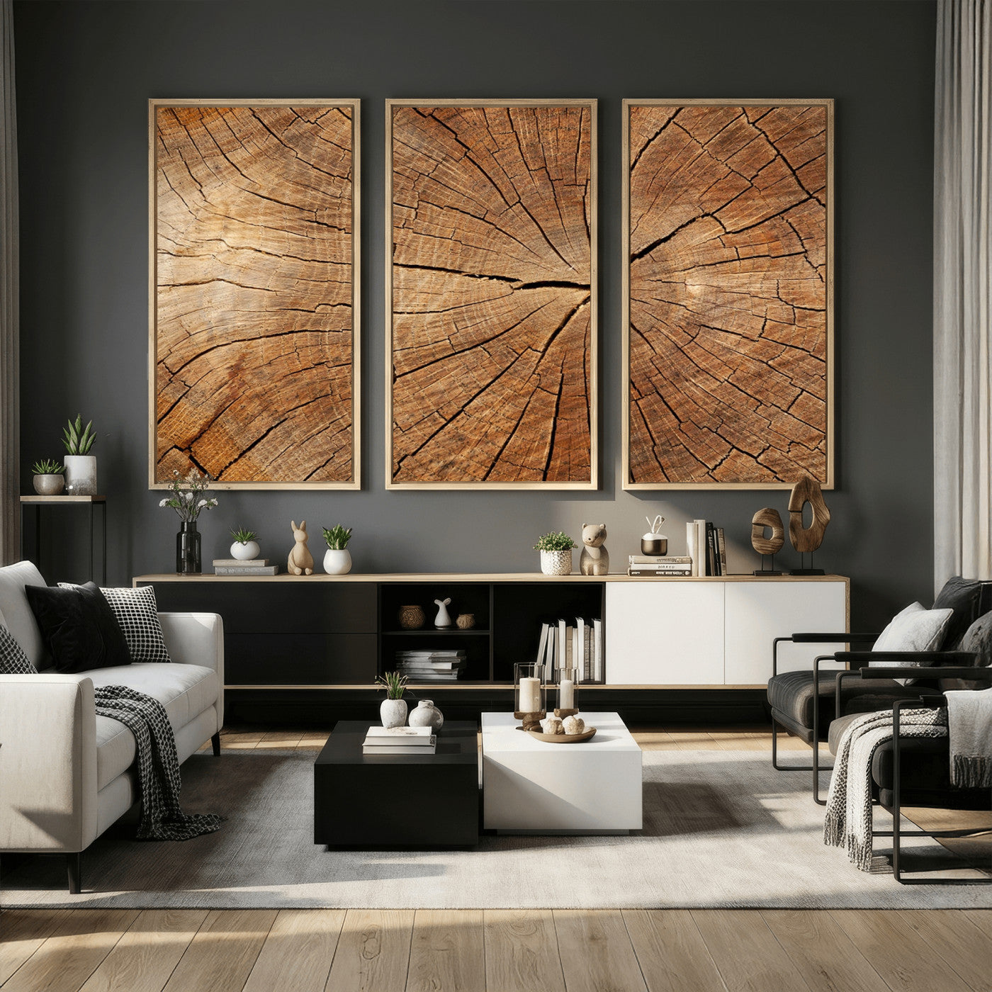 Tree Ring Canvas Art, Rustic Wood Grain Wall Art, Tree Slice