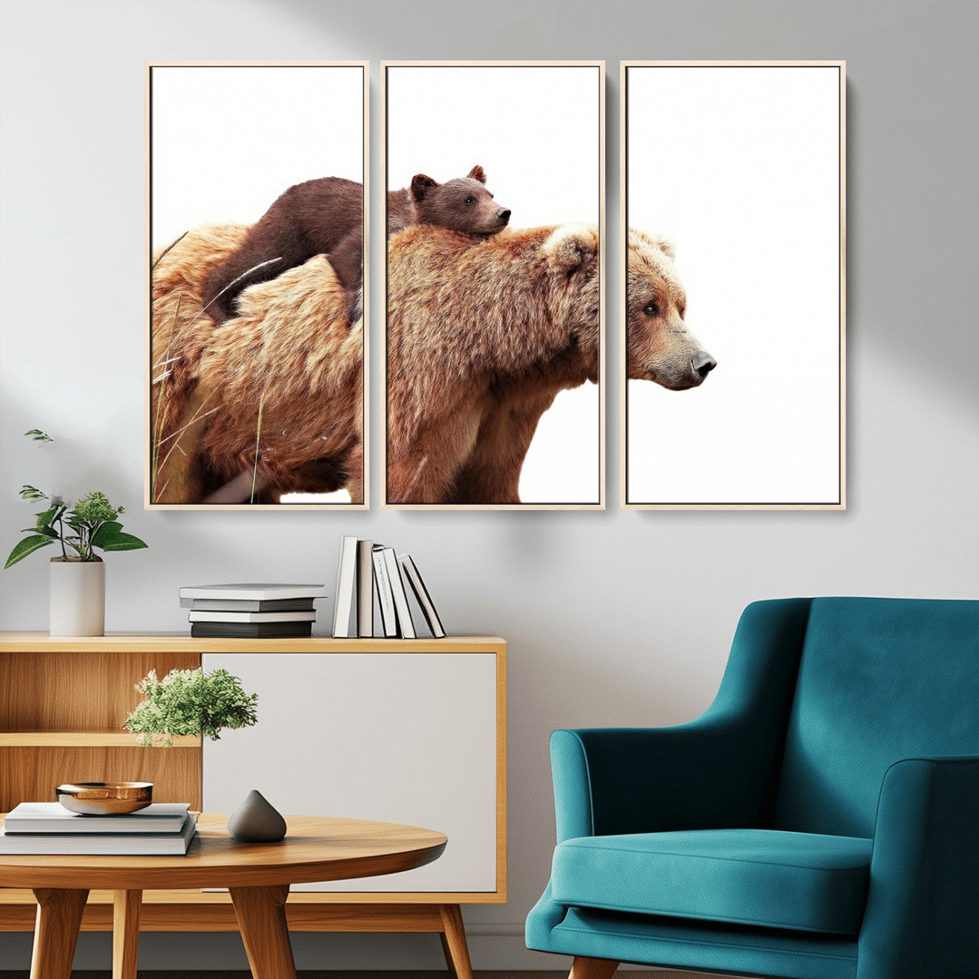 Mother and Baby Bear Canvas Wall Art - Adorable Wildlife