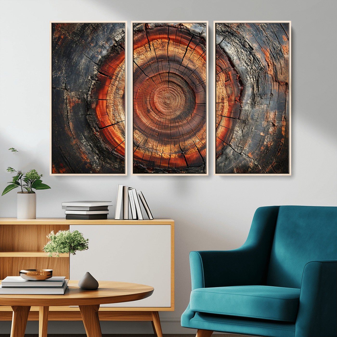 Wood Grain Canvas Wall Art - Framed Abstract Tree Ring