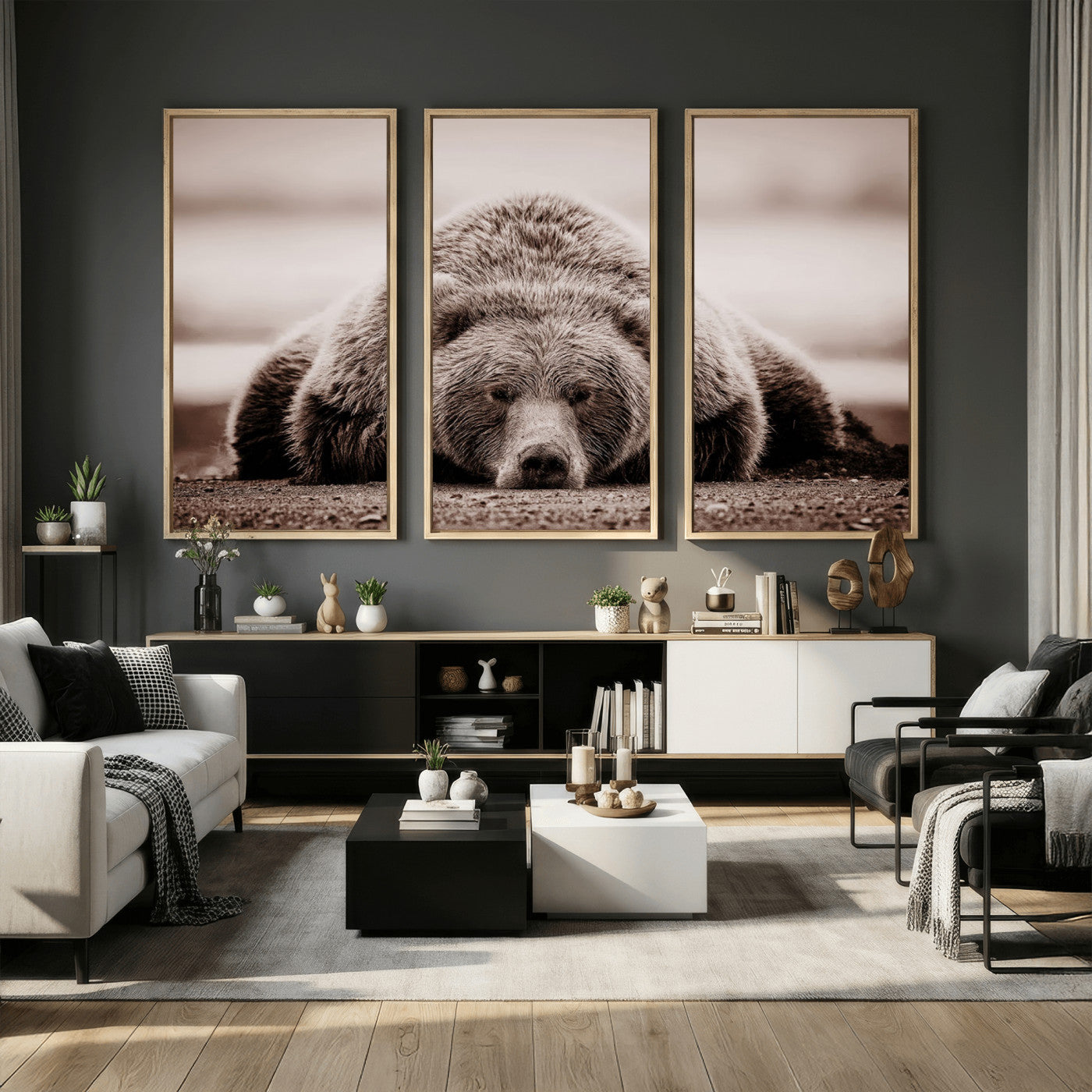 Grizzly Bear Wall Art Print - Bear Canvas Wall Art - Rustic