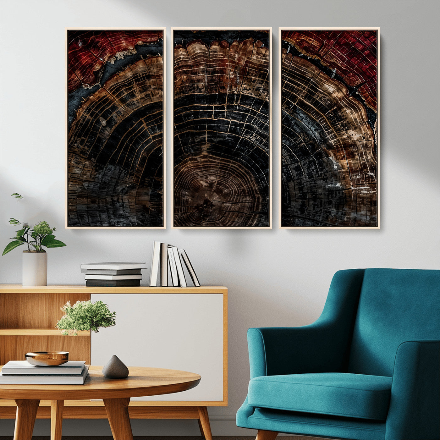Dark Wood Ring Wall Art Canvas Print – Framed Abstract Tree