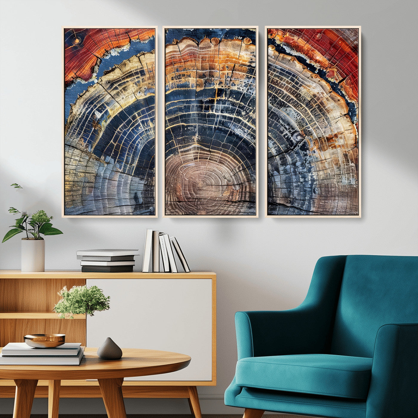 Tree Rings Wall Art Canvas Print – Framed Petrified Wood