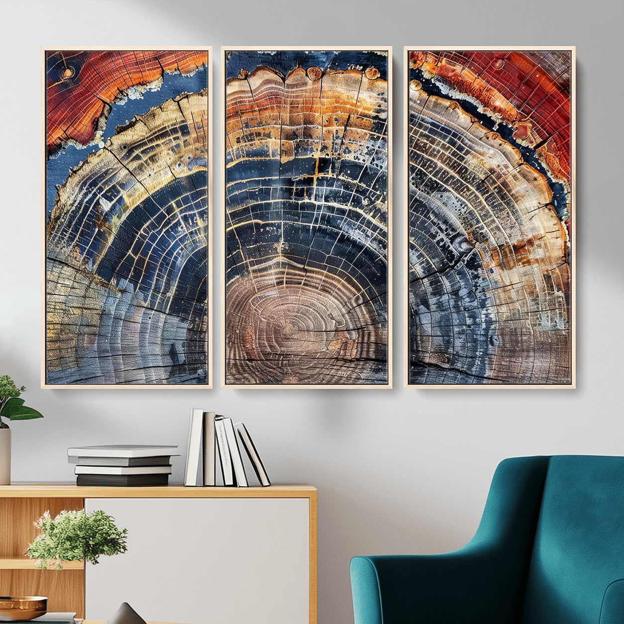 Tree Rings Wall Art Canvas Print – Framed Wood Art Picture