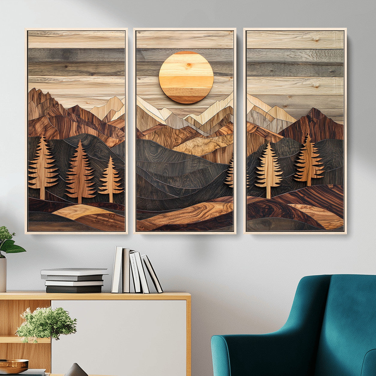 Wood Mountain Wall Art Canvas Print – Layered Forest and